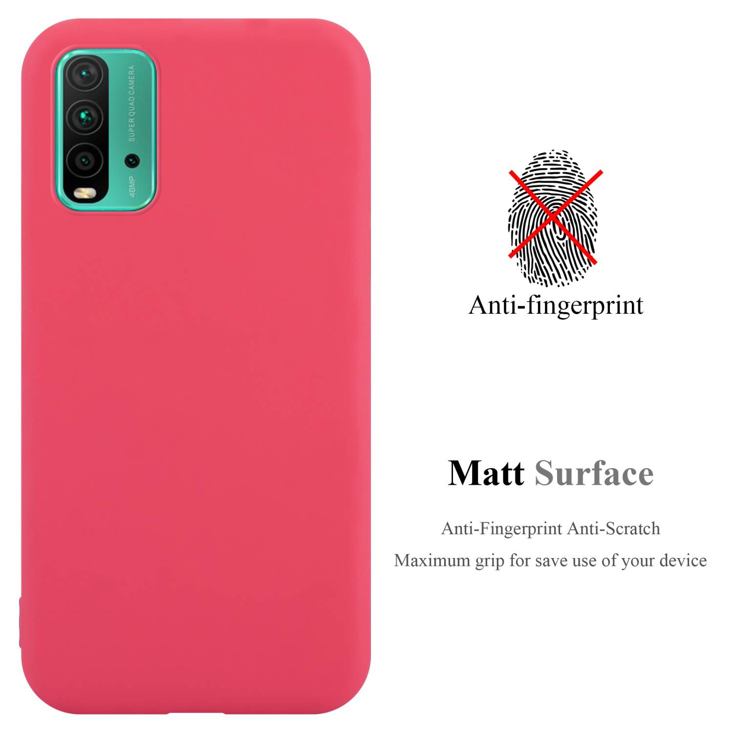 Cadorabo Hülle für Xiaomi RedMi 9T / POCO M3 Schutzhülle in Rot Handyhülle TPU Silikon Etui Case Cover