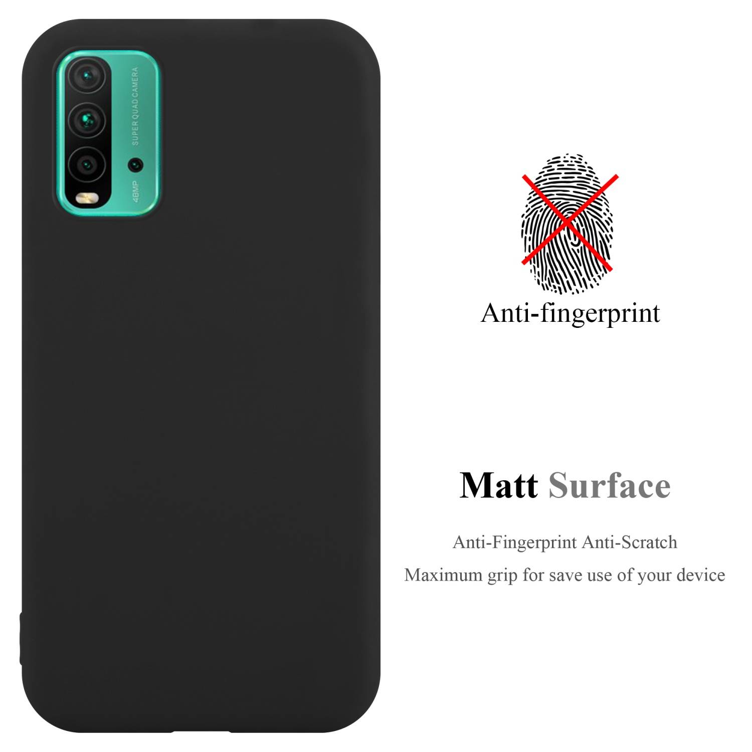 Cadorabo Hülle für Xiaomi RedMi 9T / POCO M3 Schutzhülle in Schwarz Handyhülle TPU Silikon Etui Case Cover