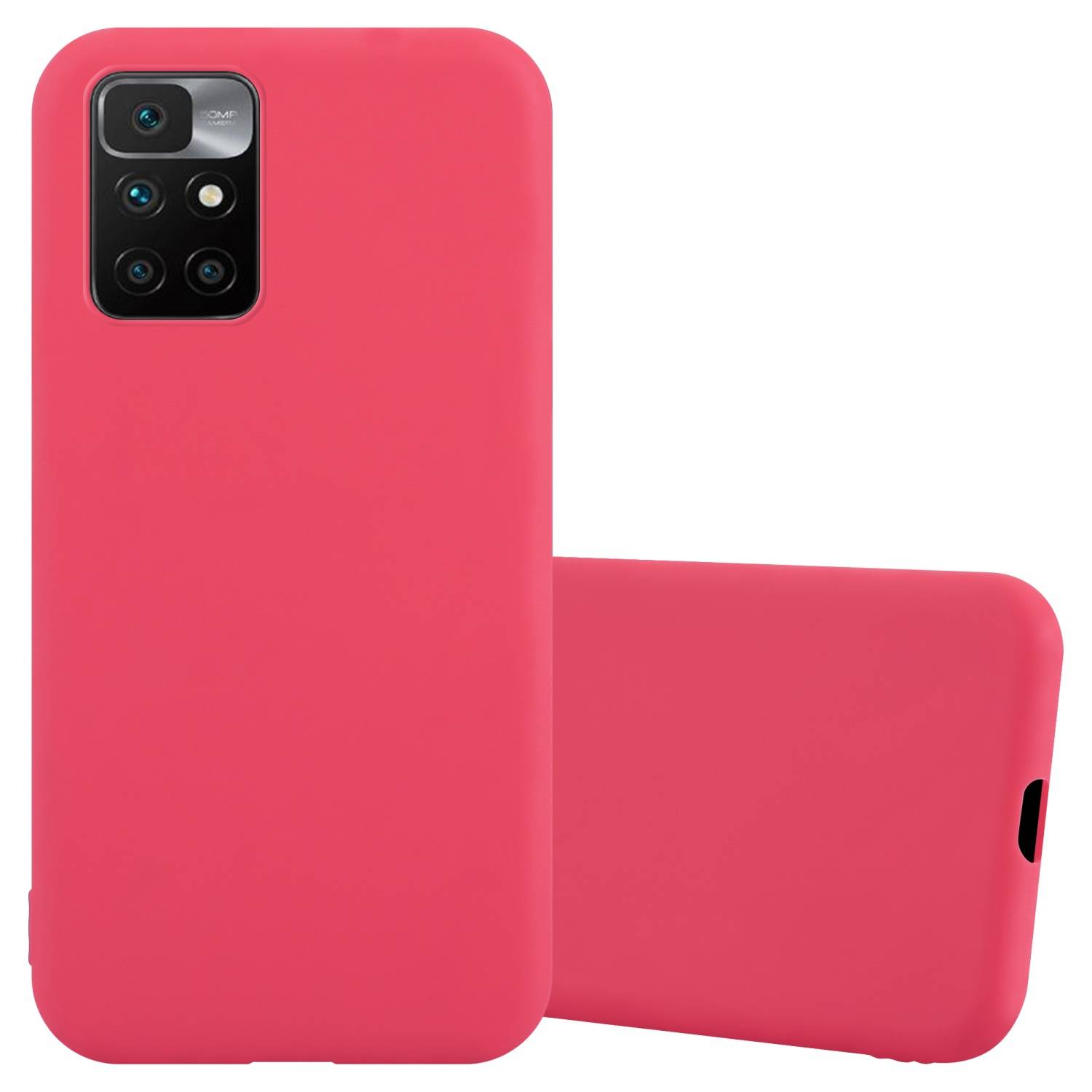 Cadorabo Hülle für Xiaomi RedMi 10 / RedMi NOTE 11 4G Schutzhülle in Rot Handyhülle TPU Silikon Etui Case Cover