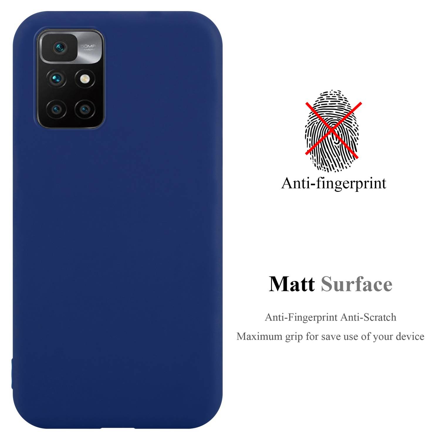 Cadorabo Hülle für Xiaomi RedMi 10 / RedMi NOTE 11 4G Schutzhülle in Blau Handyhülle TPU Silikon Etui Case Cover
