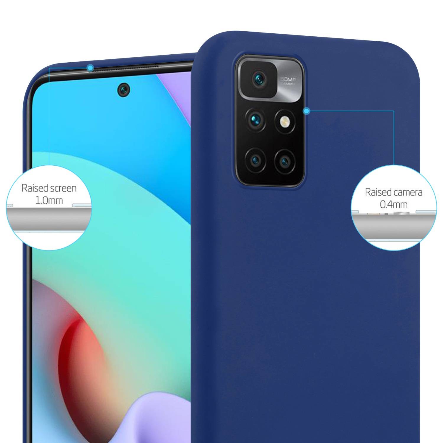 Cadorabo Hülle für Xiaomi RedMi 10 / RedMi NOTE 11 4G Schutzhülle in Blau Handyhülle TPU Silikon Etui Case Cover