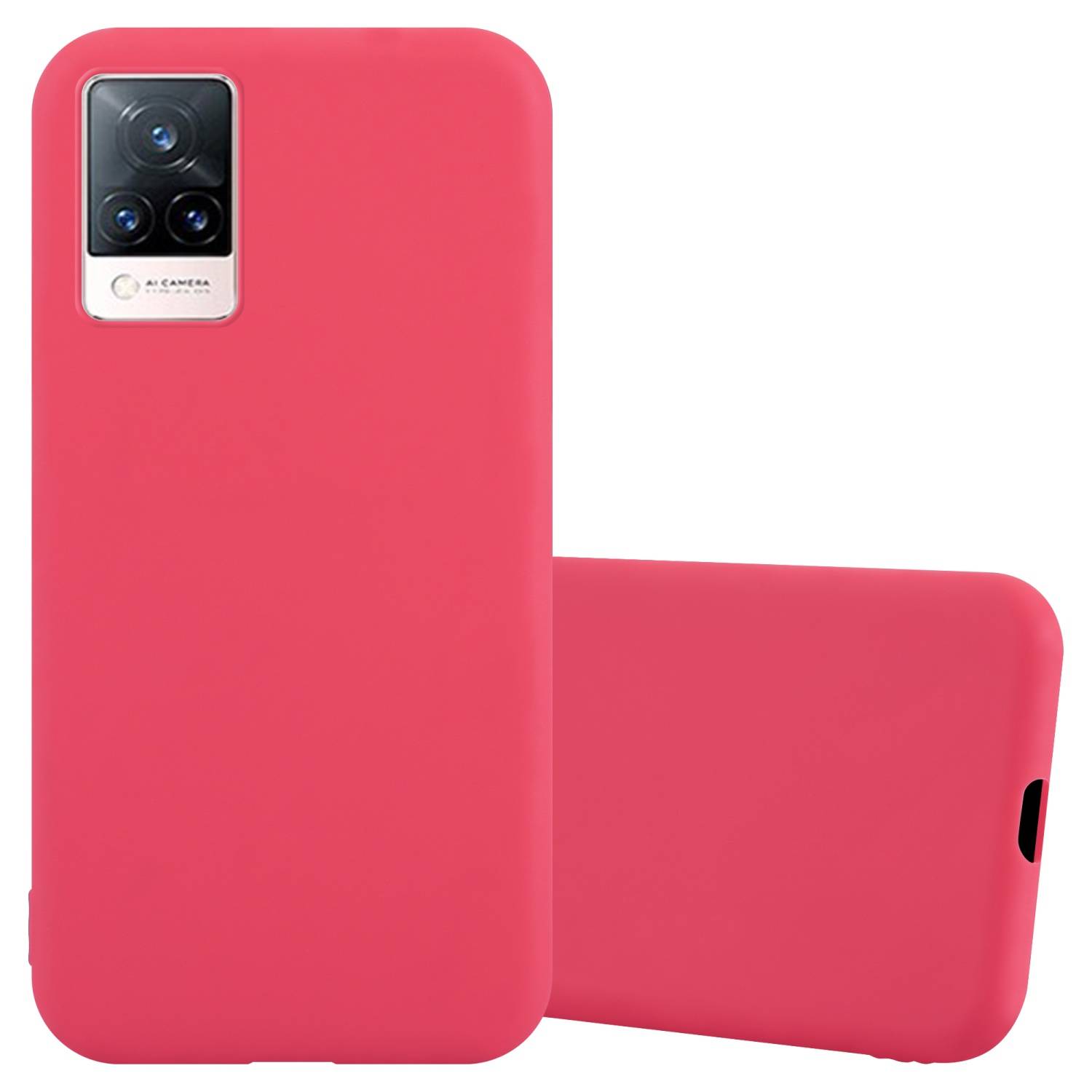 Cadorabo Hülle für Vivo V21 4G / 5G Schutzhülle in Rot Handyhülle TPU Silikon Etui Case Cover
