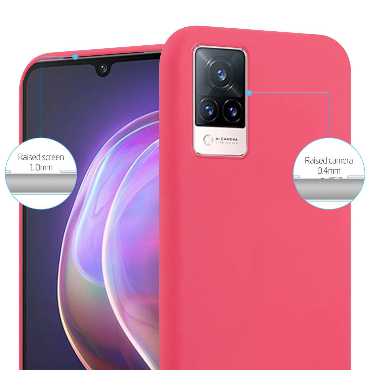 Cadorabo Hülle für Vivo V21 4G / 5G Schutzhülle in Rot Handyhülle TPU Silikon Etui Case Cover