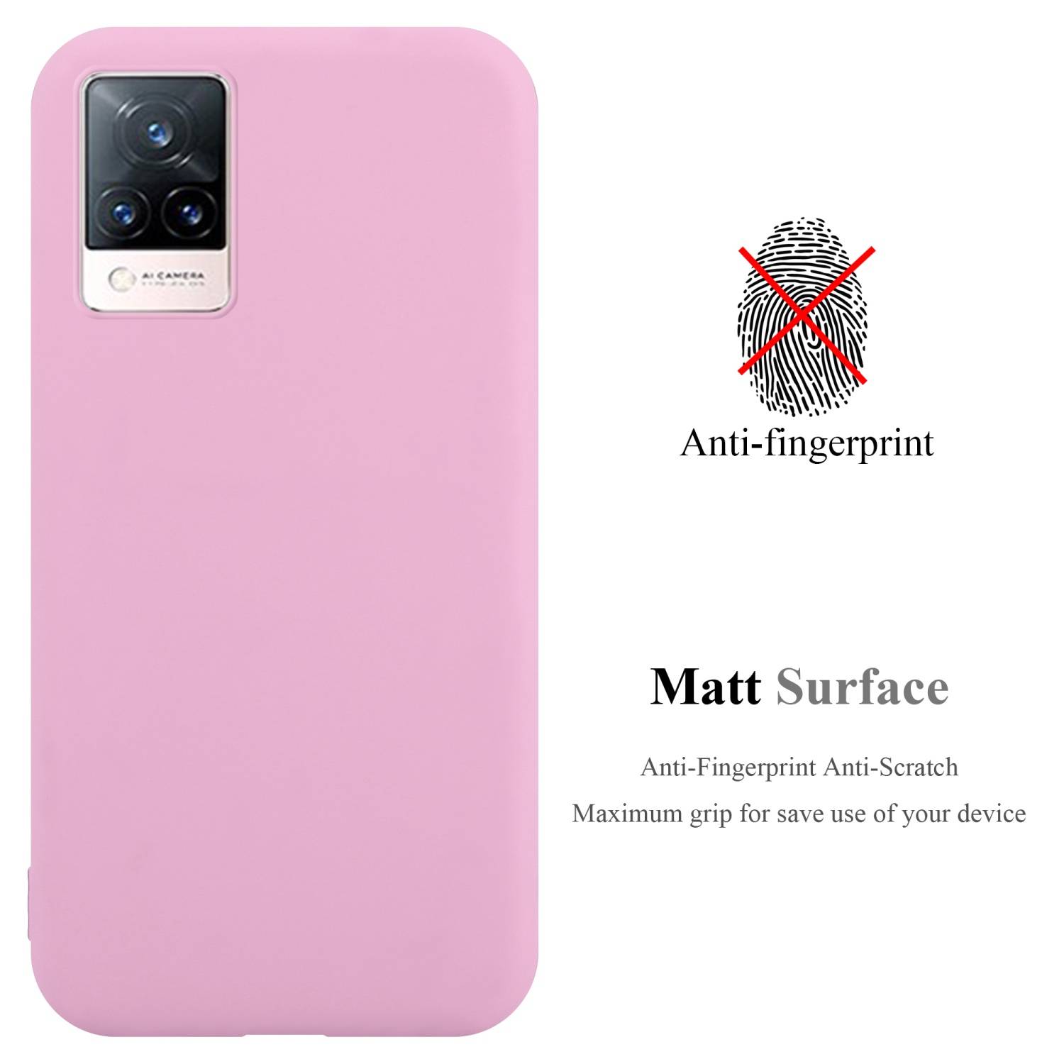Cadorabo Hülle für Vivo V21 4G / 5G Schutzhülle in Rosa Handyhülle TPU Silikon Etui Case Cover
