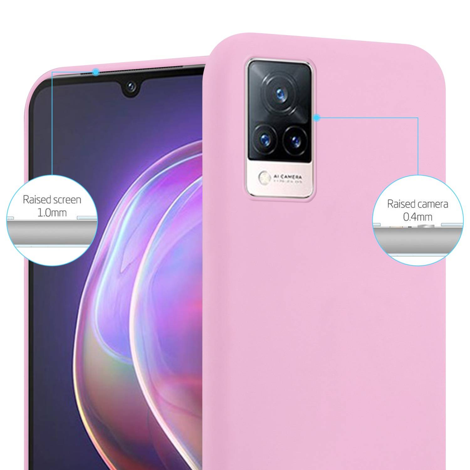 Cadorabo Hülle für Vivo V21 4G / 5G Schutzhülle in Rosa Handyhülle TPU Silikon Etui Case Cover