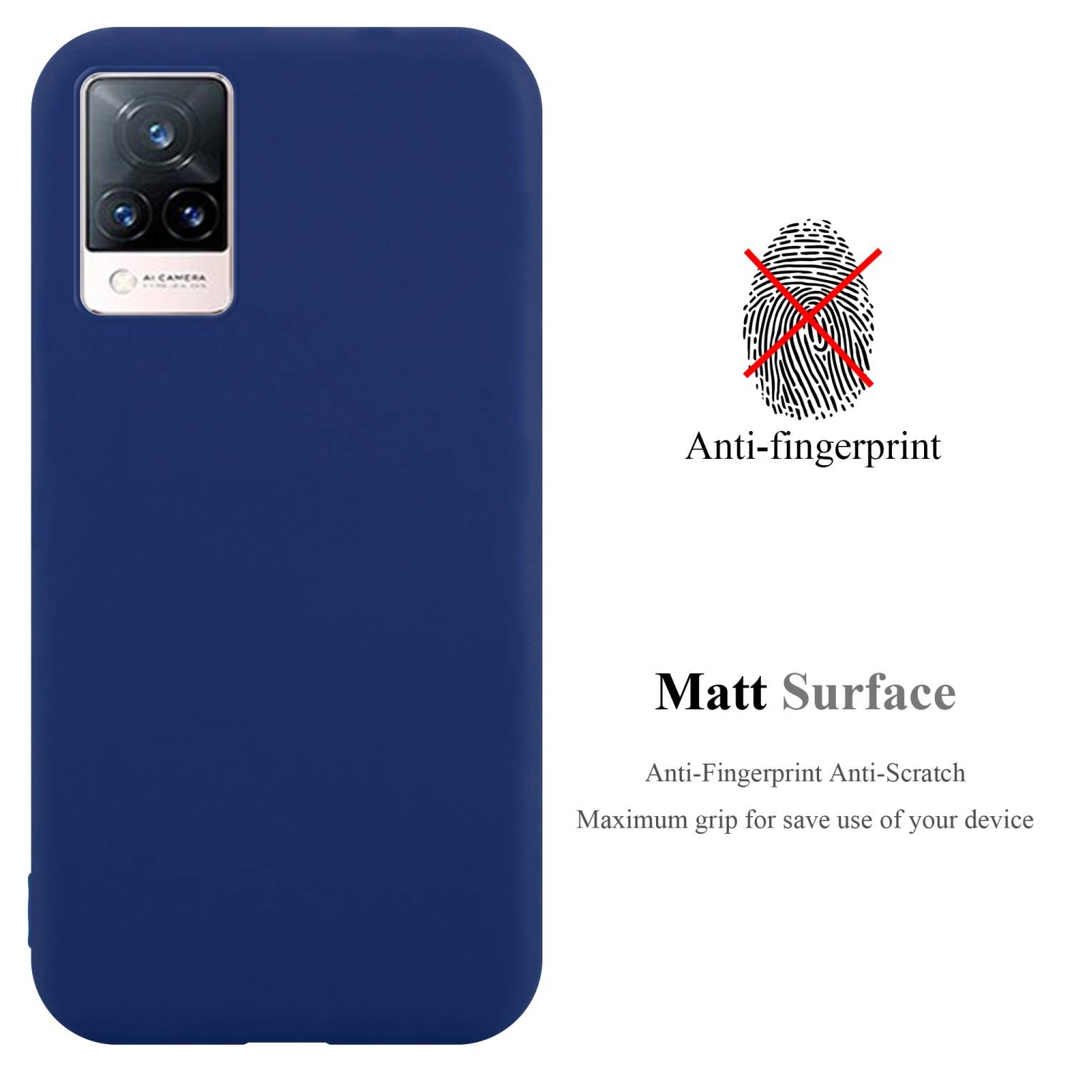 Cadorabo Hülle für Vivo V21 4G / 5G Schutzhülle in Blau Handyhülle TPU Silikon Etui Case Cover
