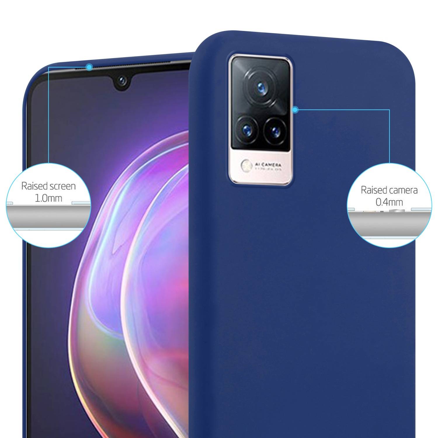 Cadorabo Hülle für Vivo V21 4G / 5G Schutzhülle in Blau Handyhülle TPU Silikon Etui Case Cover