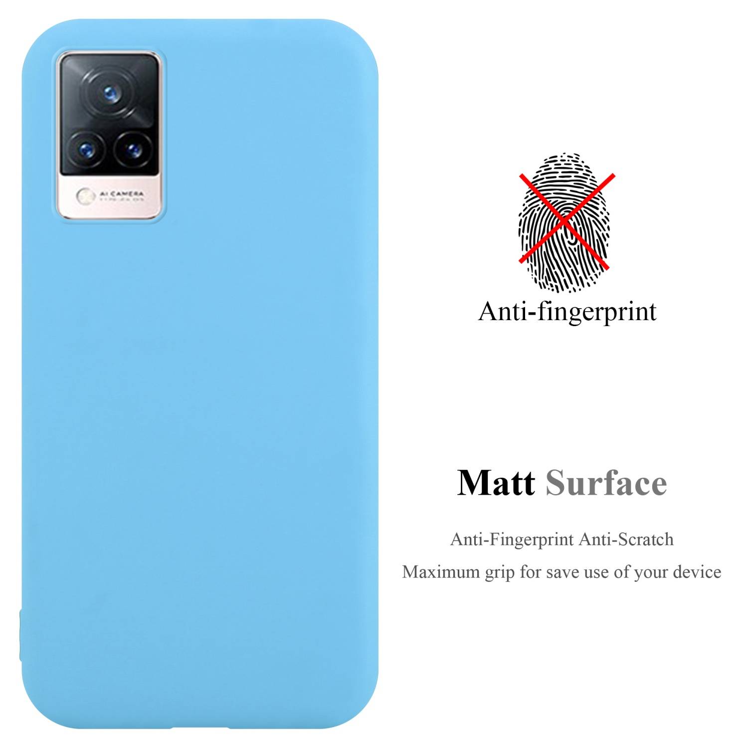 Cadorabo Hülle für Vivo V21 4G / 5G Schutzhülle in Blau Handyhülle TPU Silikon Etui Case Cover