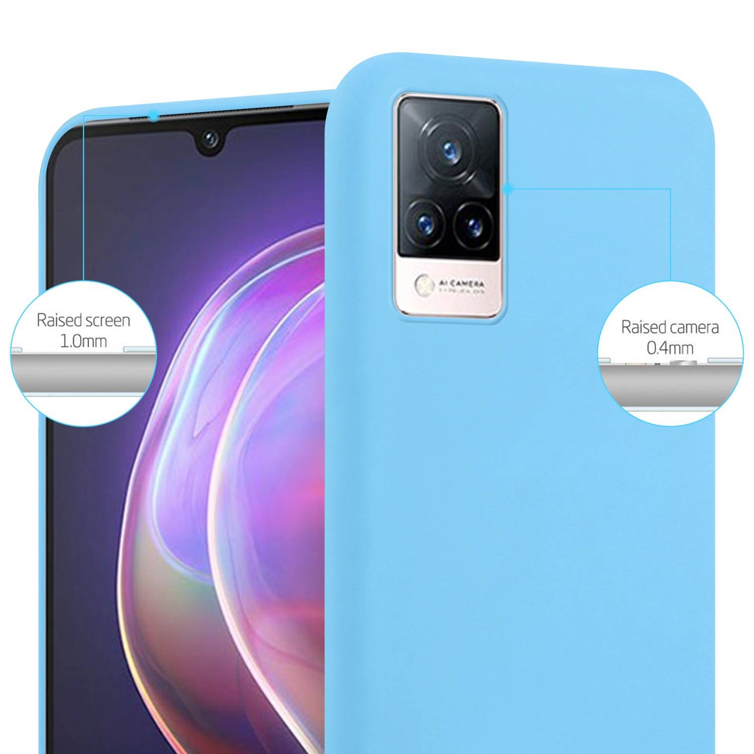 Cadorabo Hülle für Vivo V21 4G / 5G Schutzhülle in Blau Handyhülle TPU Silikon Etui Case Cover