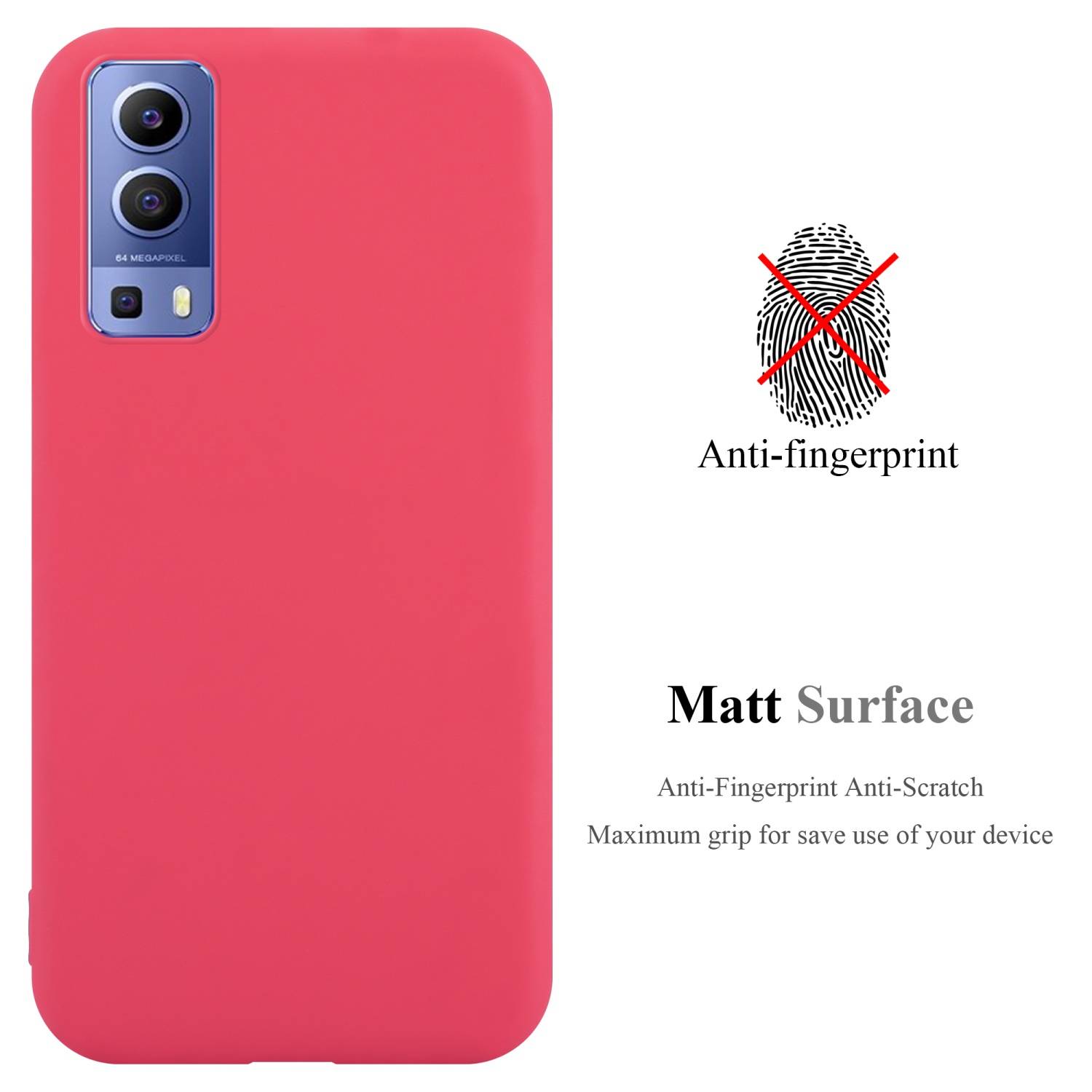 Cadorabo Hülle für Vivo Y52 5G / Y72 5G Schutzhülle in Rot Handyhülle TPU Silikon Etui Case Cover