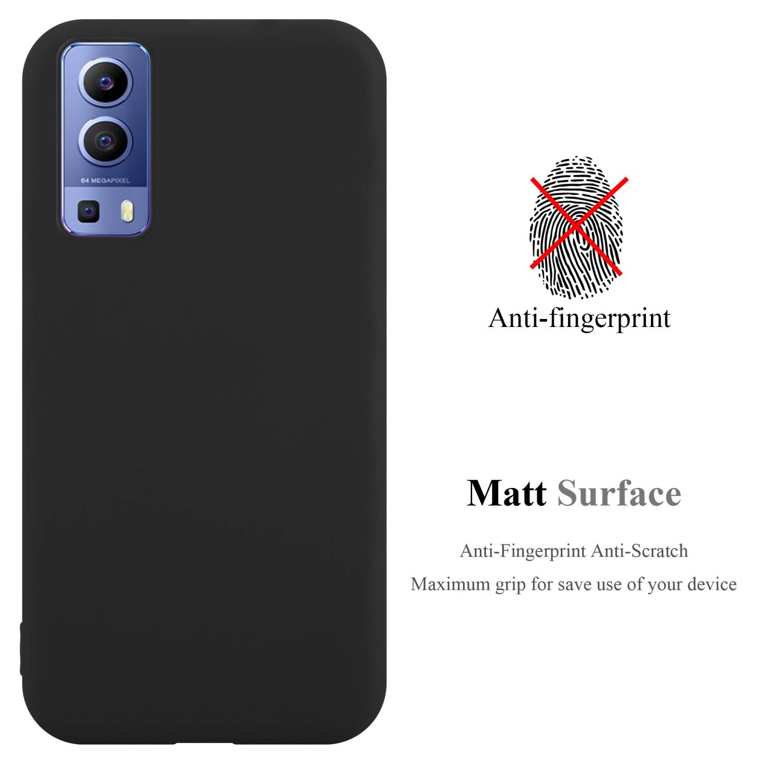 Cadorabo Hülle für Vivo Y52 5G / Y72 5G Schutzhülle in Schwarz Handyhülle TPU Silikon Etui Case Cover