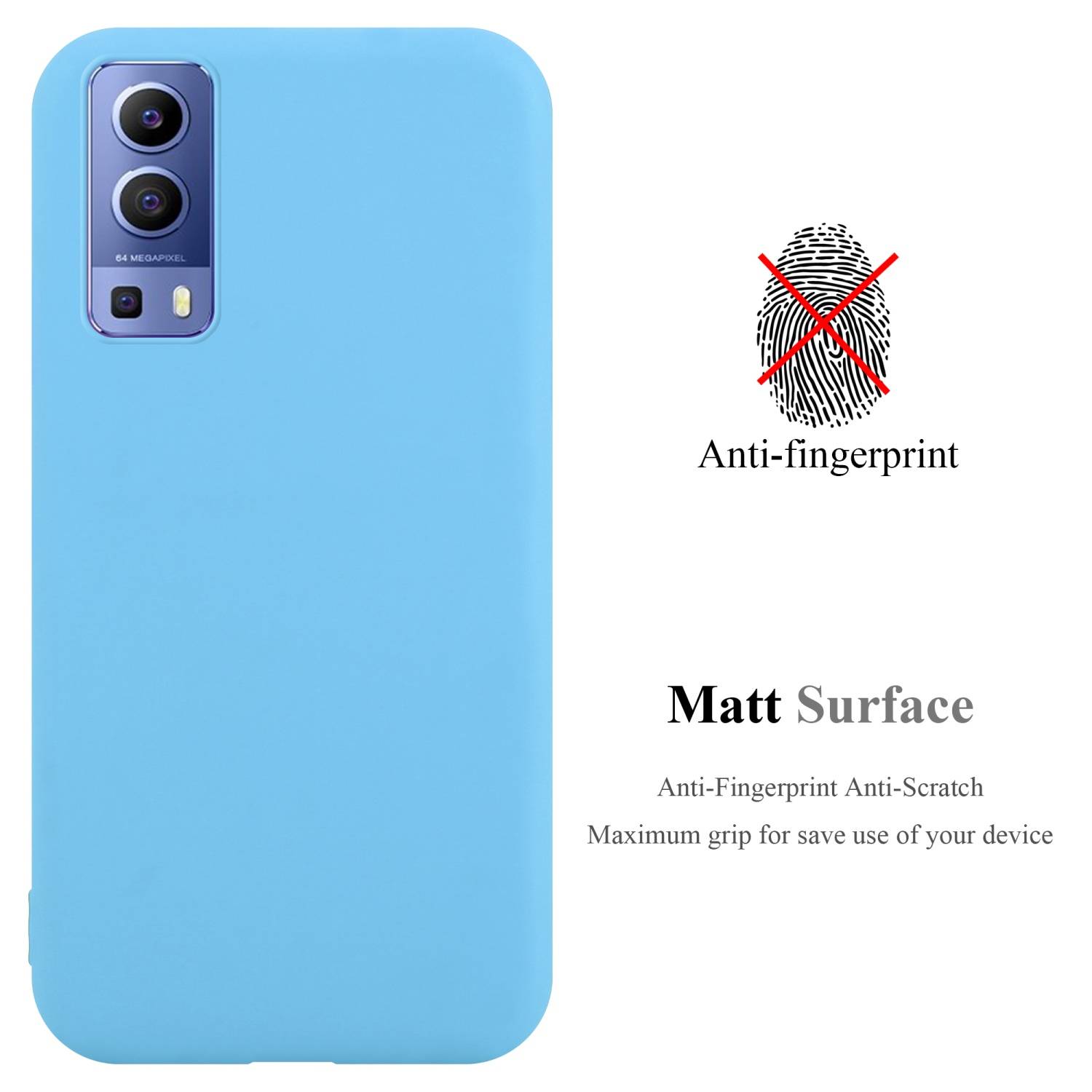 Cadorabo Hülle für Vivo Y52 5G / Y72 5G Schutzhülle in Blau Handyhülle TPU Silikon Etui Case Cover