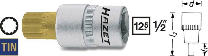 Steckschlüsseleinsatz 990-8 1/2 Zoll Innen-Vielzahn M8 L.53mm HAZET