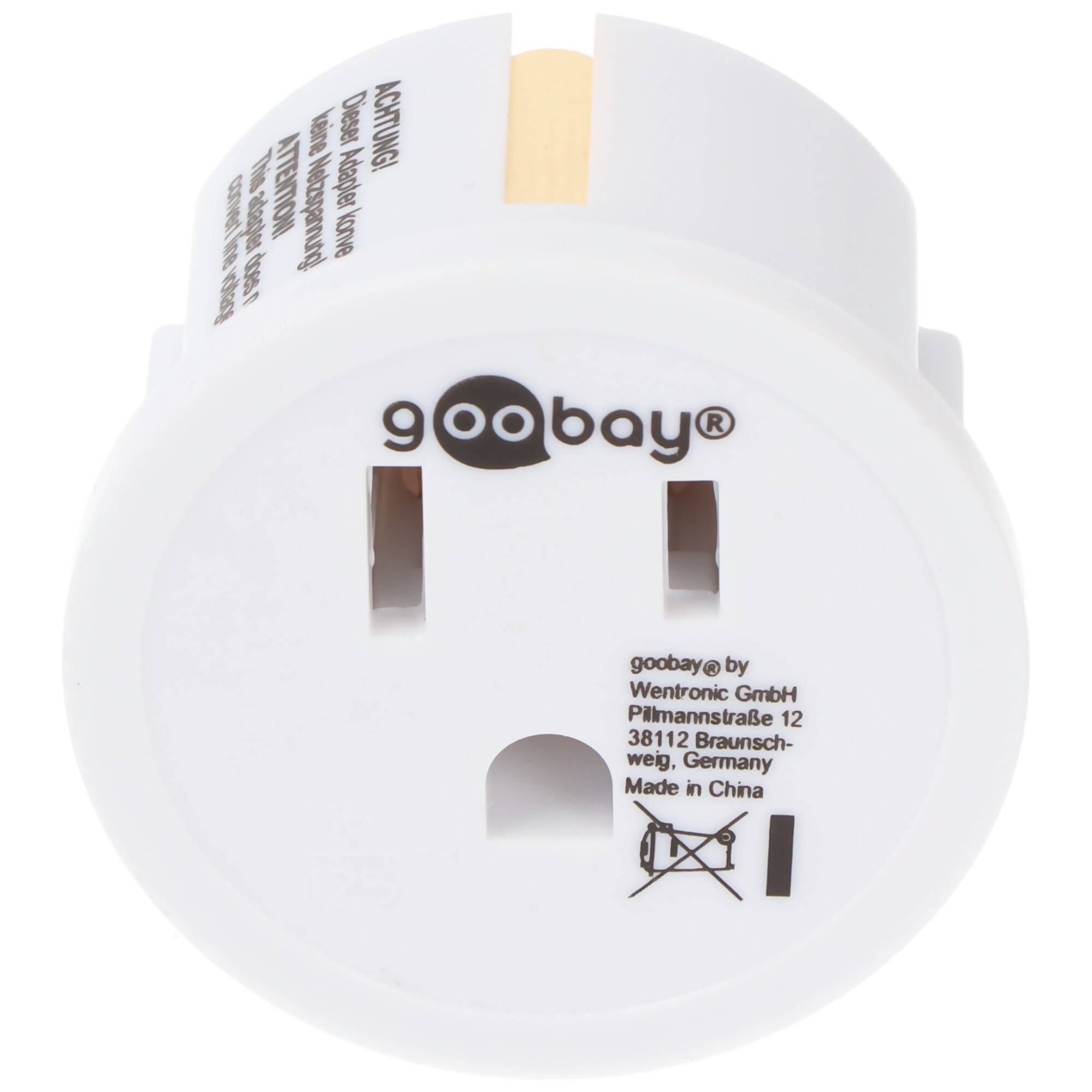 Goobay Netzadapter US/Japan, Weiß - Schutzkontaktstecker (Typ F, CEE 7/7) > US-/Japan-Buchse (Typ B, NEMA 5-15, 3-polig)