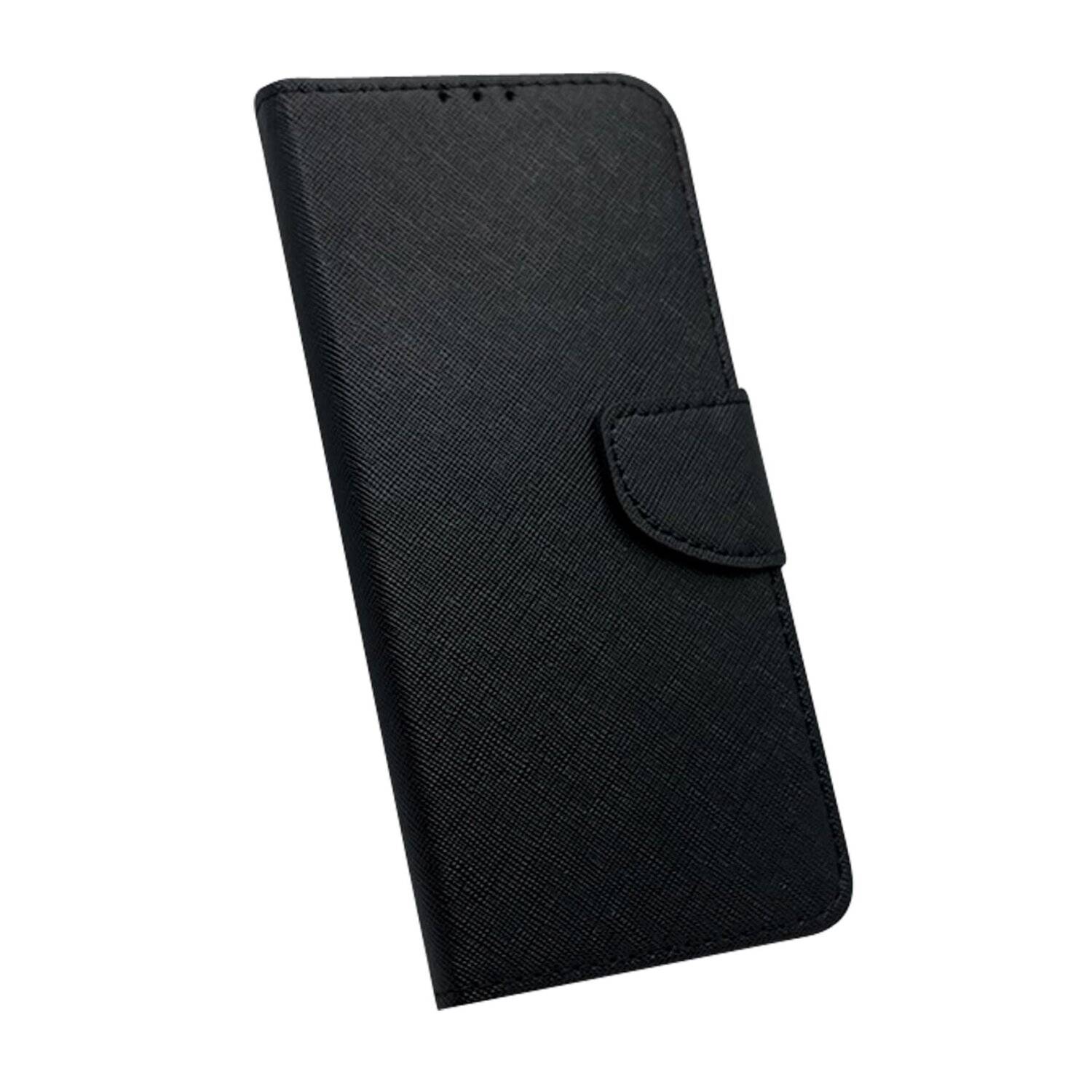 Buch Tasche "Fancy" kompatibel mit HUAWEI NOVA 8i Handy Hülle Etui Schutzhülle mit Standfunktion, Kartenfach Schwarz