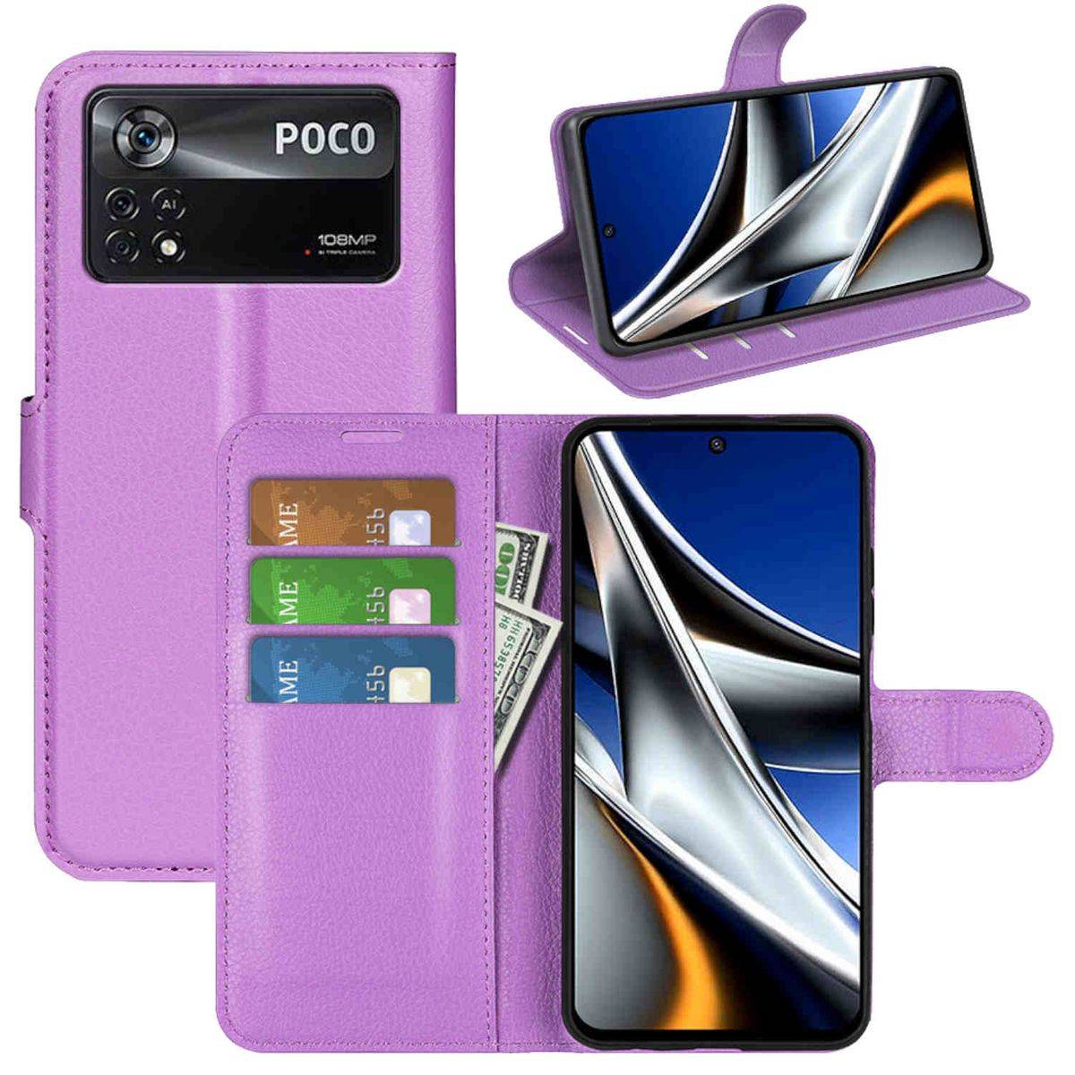 Für Xiaomi Poco X4 Pro 5G Handy Tasche Wallet Premium Schutz Hülle Case Cover Etuis Neu Zubehör Lila