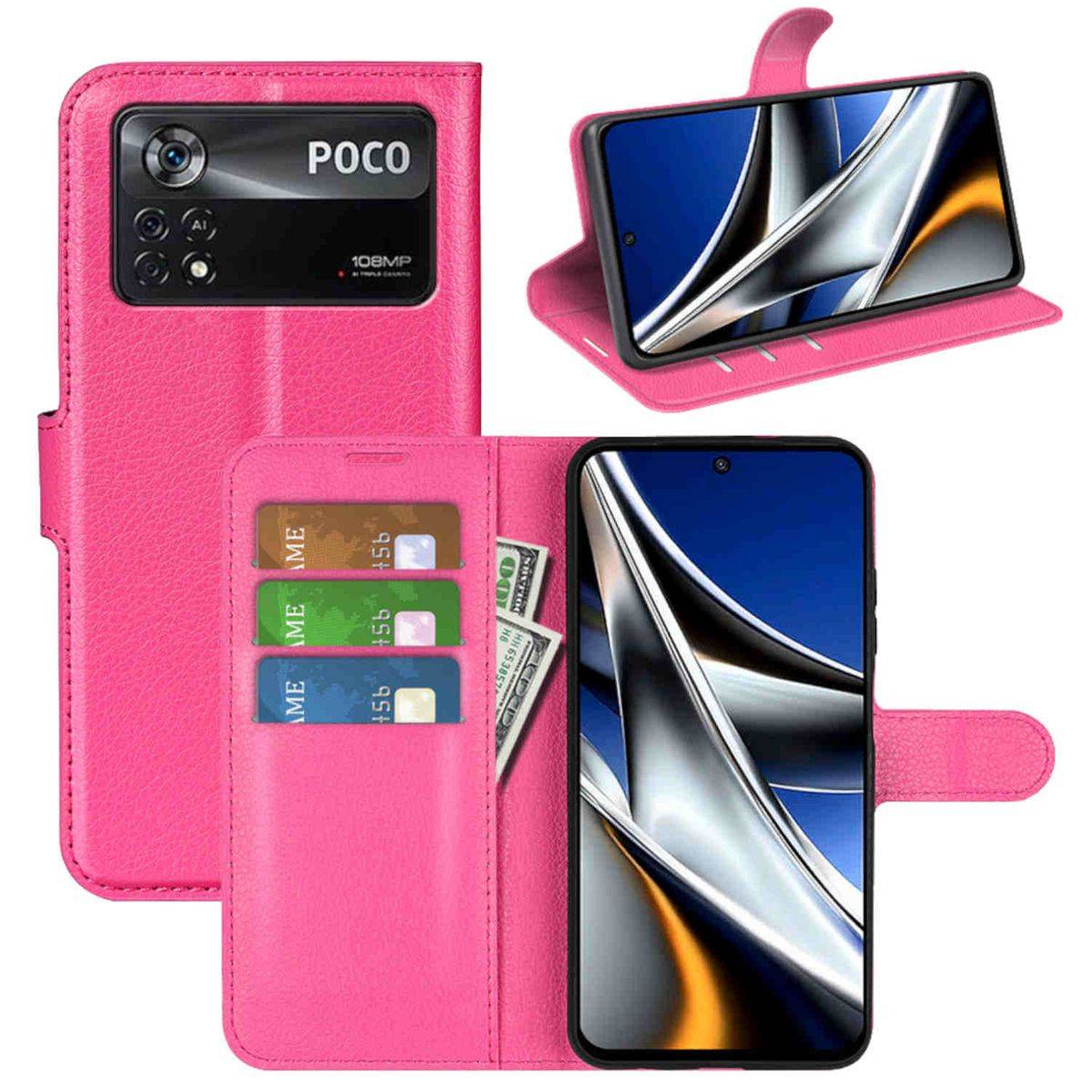 Für Xiaomi Poco X4 Pro 5G Handy Tasche Wallet Premium Schutz Hülle Case Cover Etuis Neu Zubehör Pink
