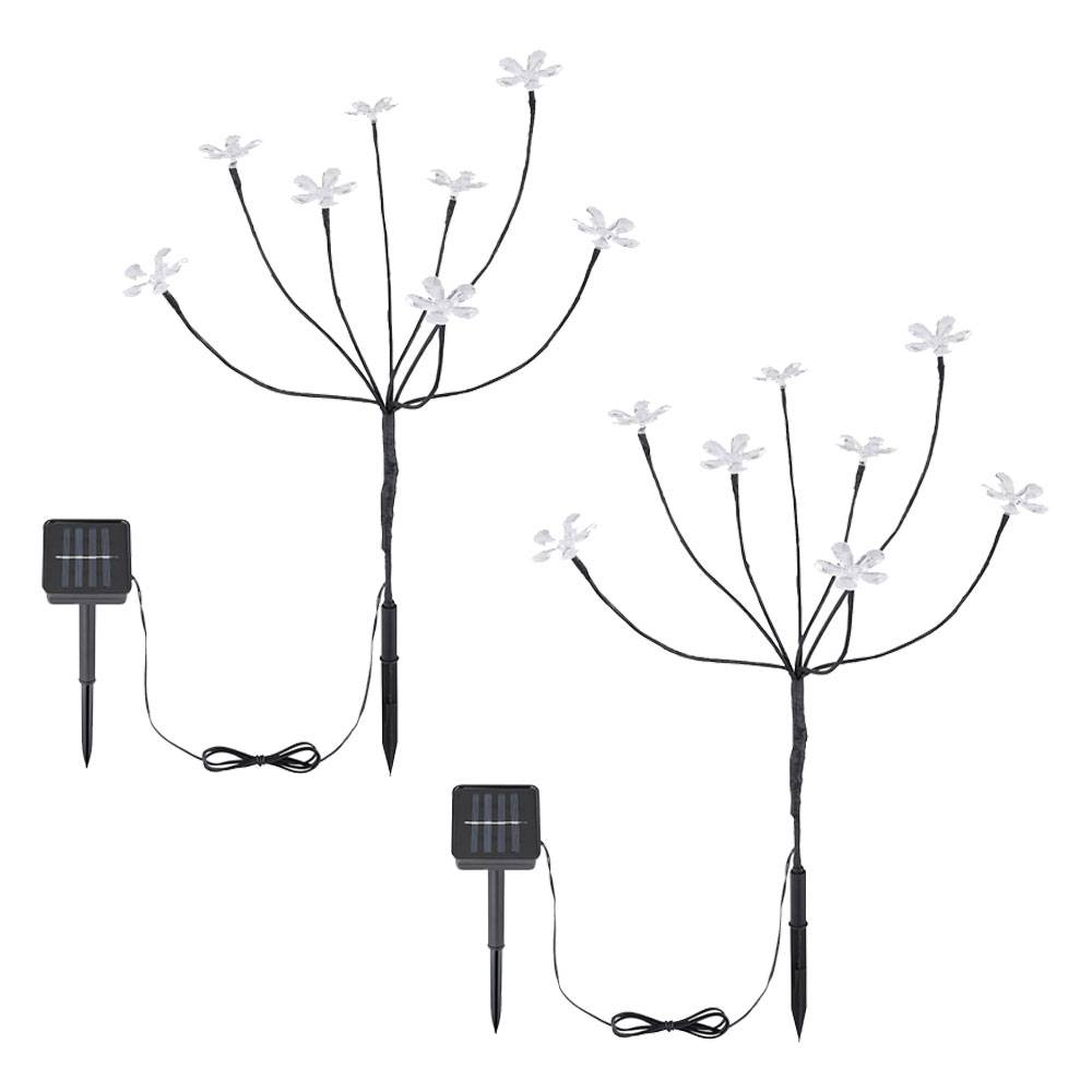 Solarleuchte Solarlampen für Außen Gartendeko Outdoor Solar Lampe mit bunte Blumen, 8 Blüten, Metall Glas, 8x LED, H 62 cm, 2er Set