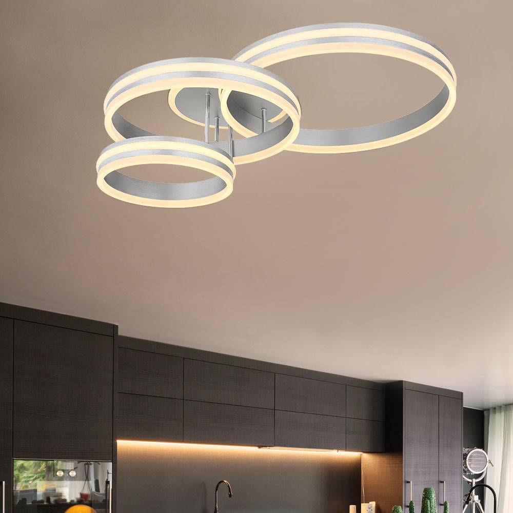 Ring Deckenleuchte dimmbar Deckenlampe LED dimmbar Fernbedienung Deckenlampe Ringe LED, CCT, 72W 3460lm 2700K-6000K, LxBxH 80x60x20 cm