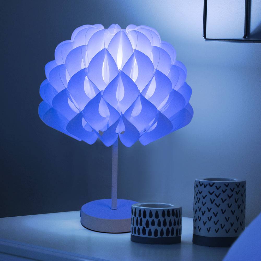 Nachttischlampe Modern Tischlampe Leseleuchte weiß Tischleuchte Schlafzimmer, Fernbedienung dimmbar, Metall, 1x RGB LED 3,5W 320Lm, DxH 25x35 cm