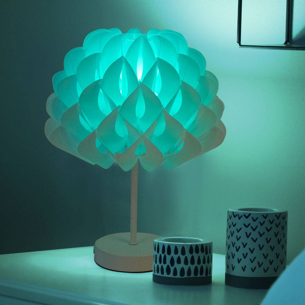 Nachttischlampe Modern Tischlampe Leseleuchte weiß Tischleuchte Schlafzimmer, Fernbedienung dimmbar, Metall, 1x RGB LED 3,5W 320Lm, DxH 25x35 cm