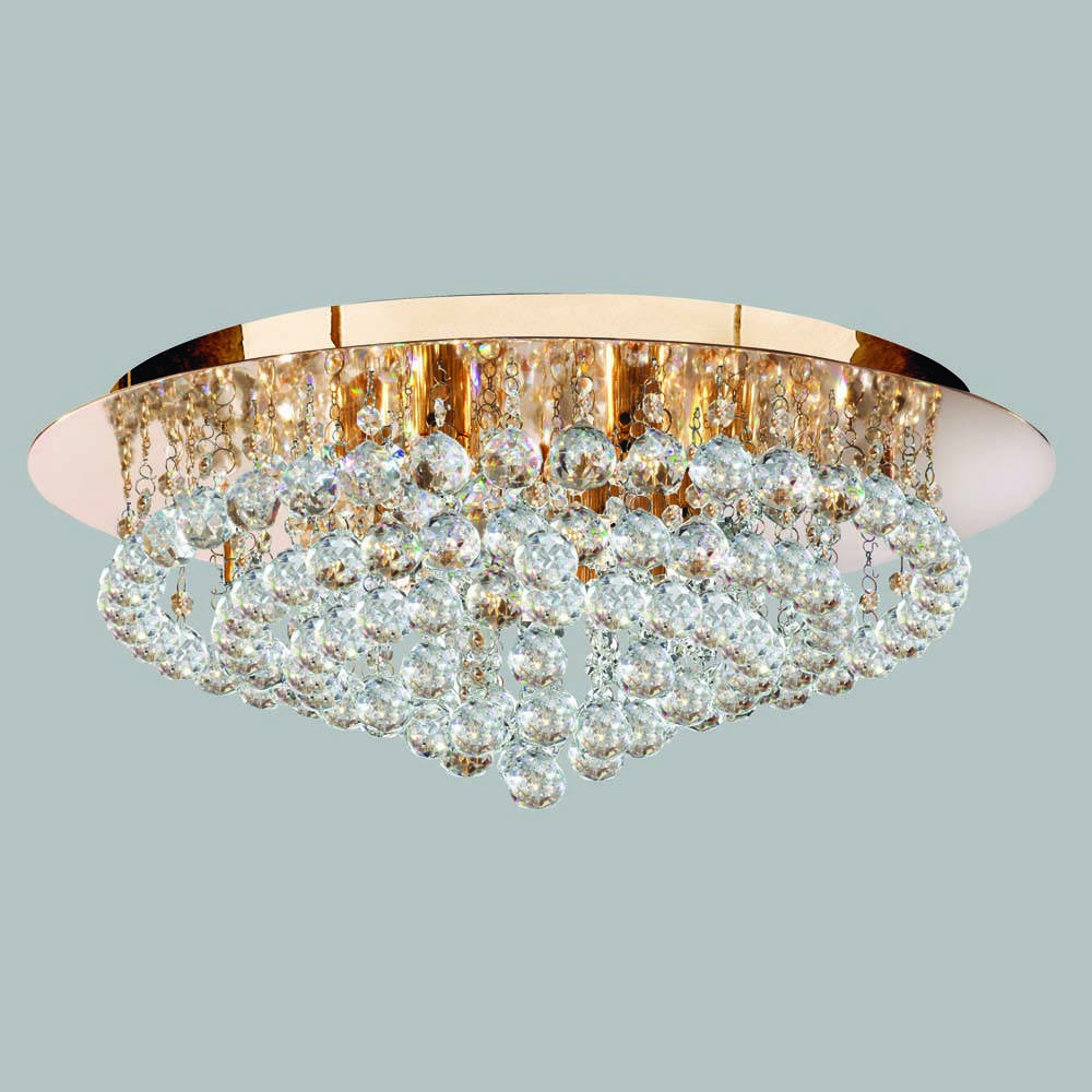 Hanna 8Flammige Gold Deckenbündige Leuchte Klare Kristallkugeln plattiert klar