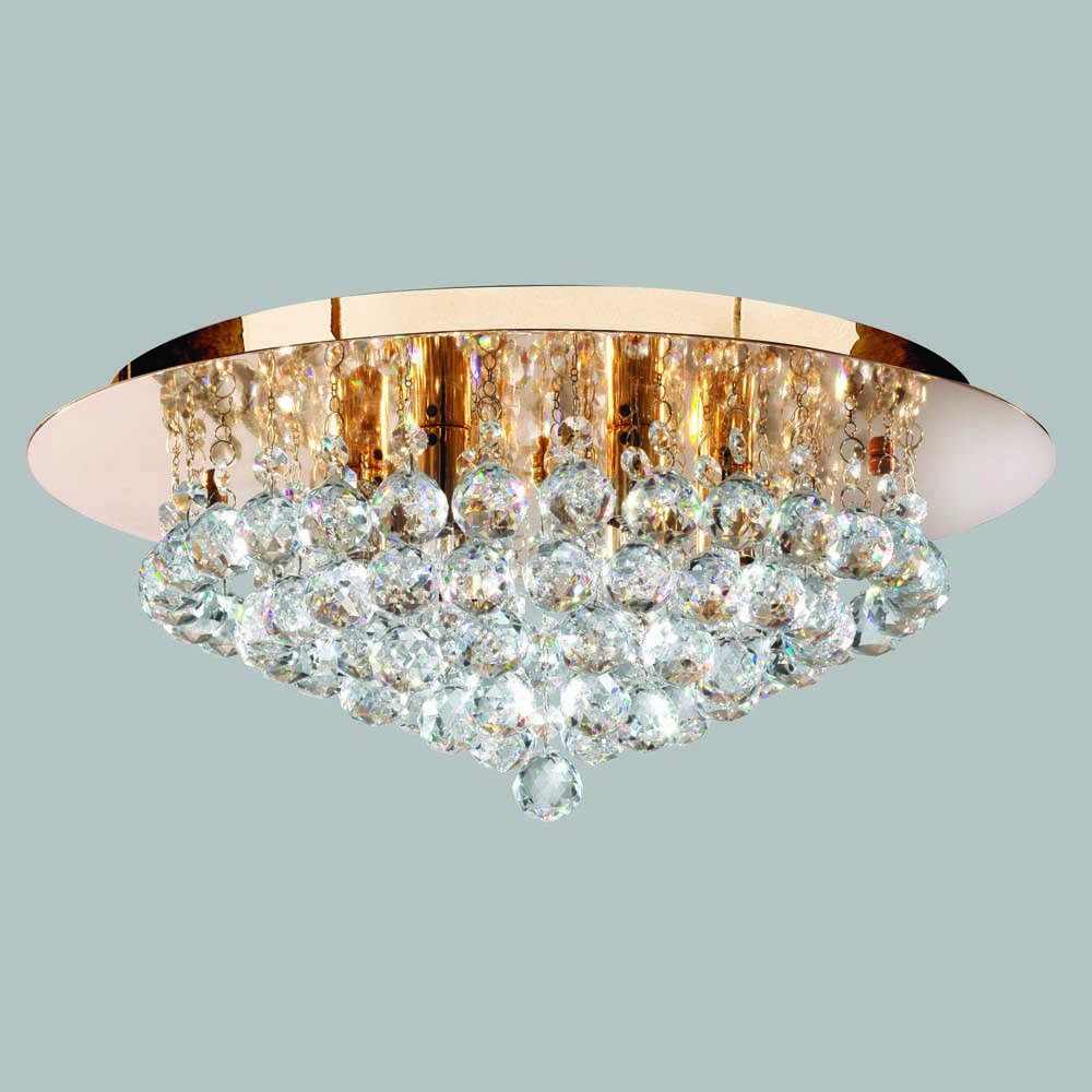 Decken Lampe Leuchte Gold Kristall Flur Büro Schlaf Wohn Ess Zimmer Beleuchtung