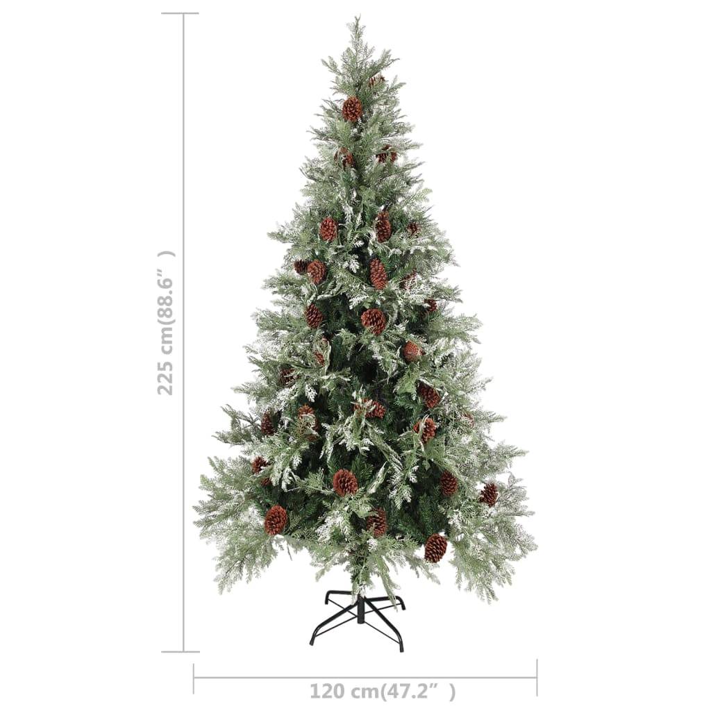 vidaXL Weihnachtsbaum mit Beleuchtung und Kiefernzapfen 225 cm PVC&PE