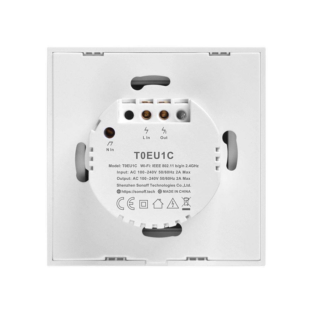 Sonoff T0EU1C-TX Smart Wall Switch, 1-Kanal Wand-Schaltaktor, weiß, ohne Rahmen, WiFi