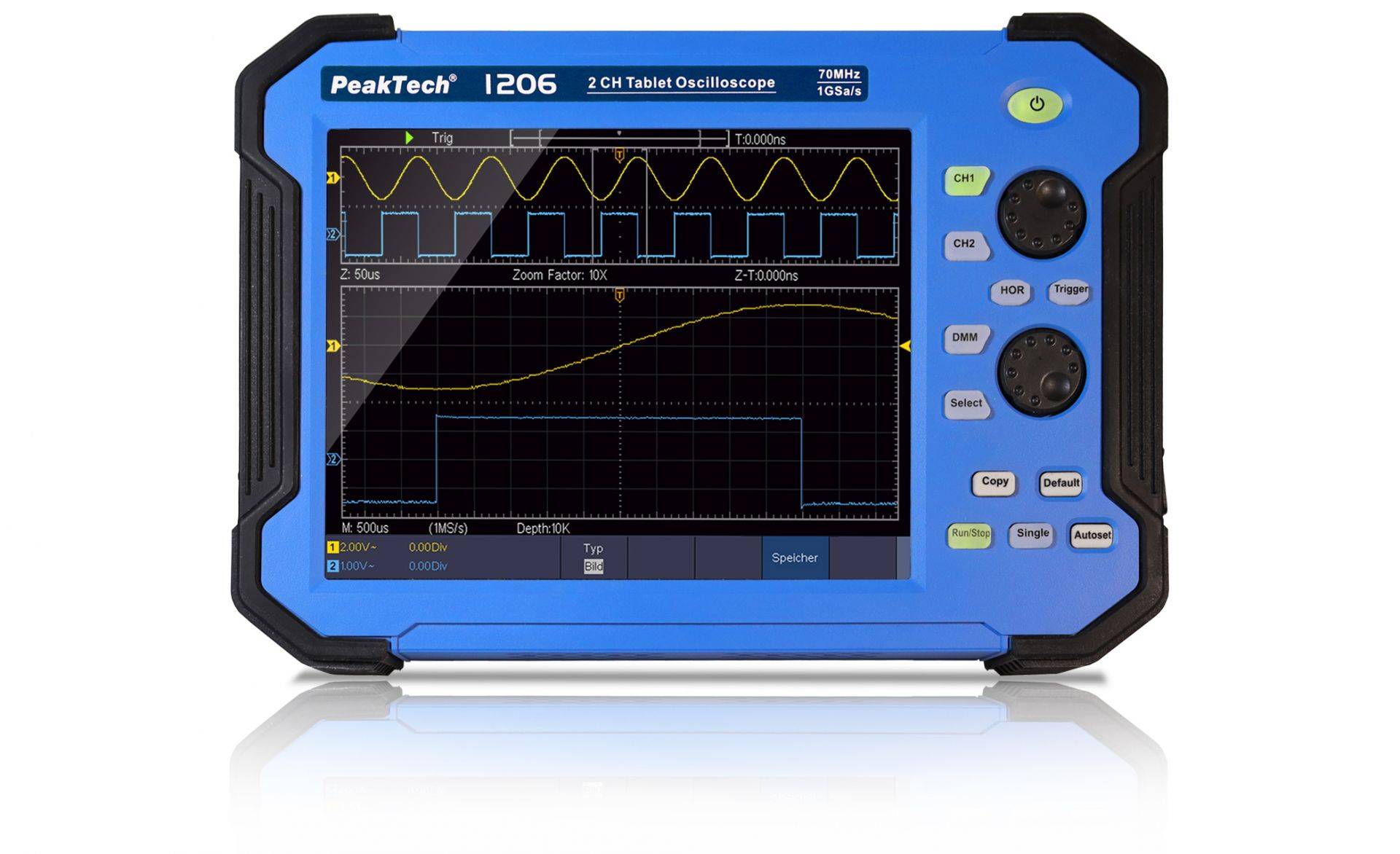 70 MHz / 2 CH, 1 GS/s Tablet Oszilloskop