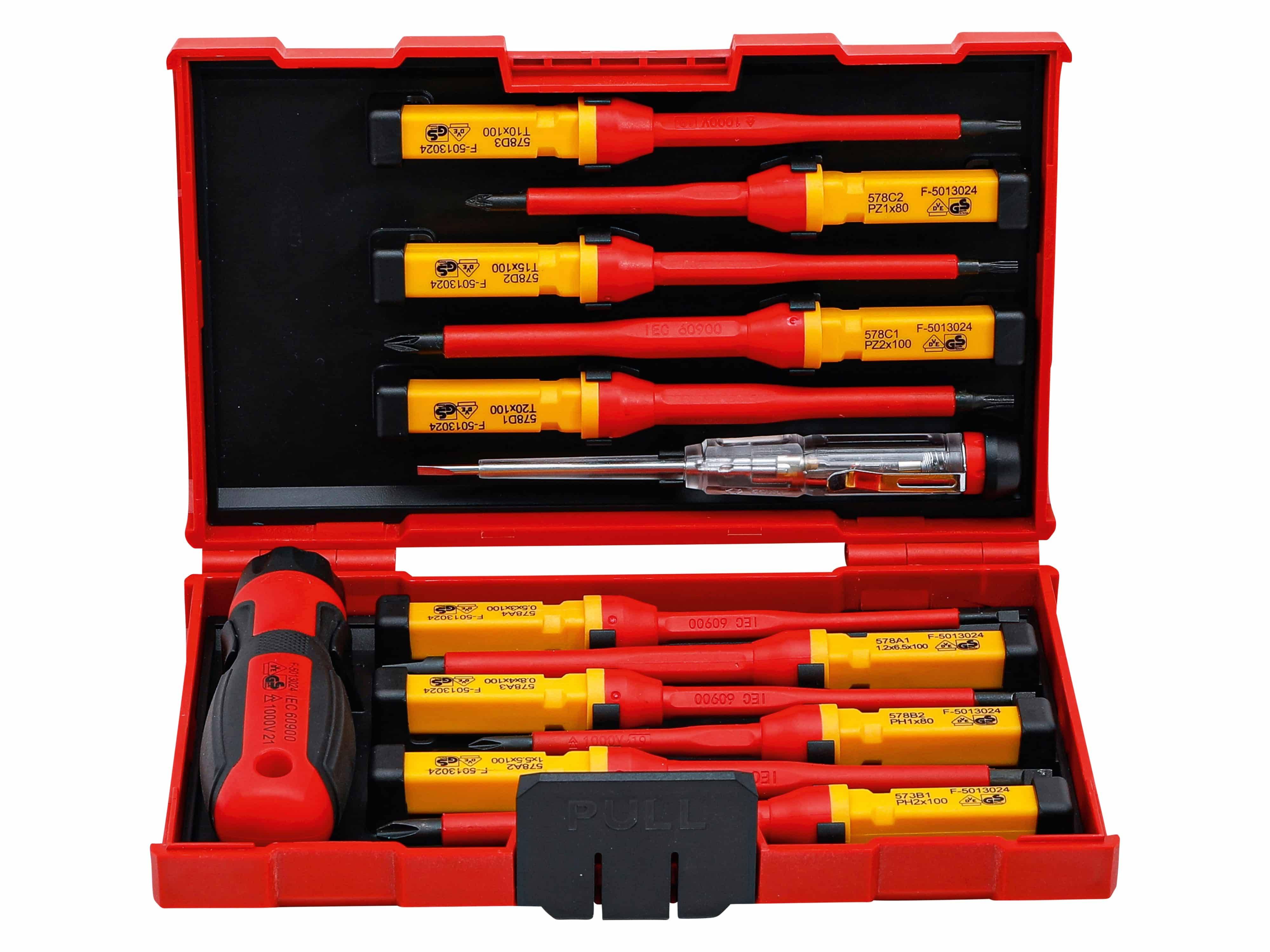 BGS TECHNIC VDE-Schraubendreher-Satz, 35814, mit Wechselklingen, 13-teilig