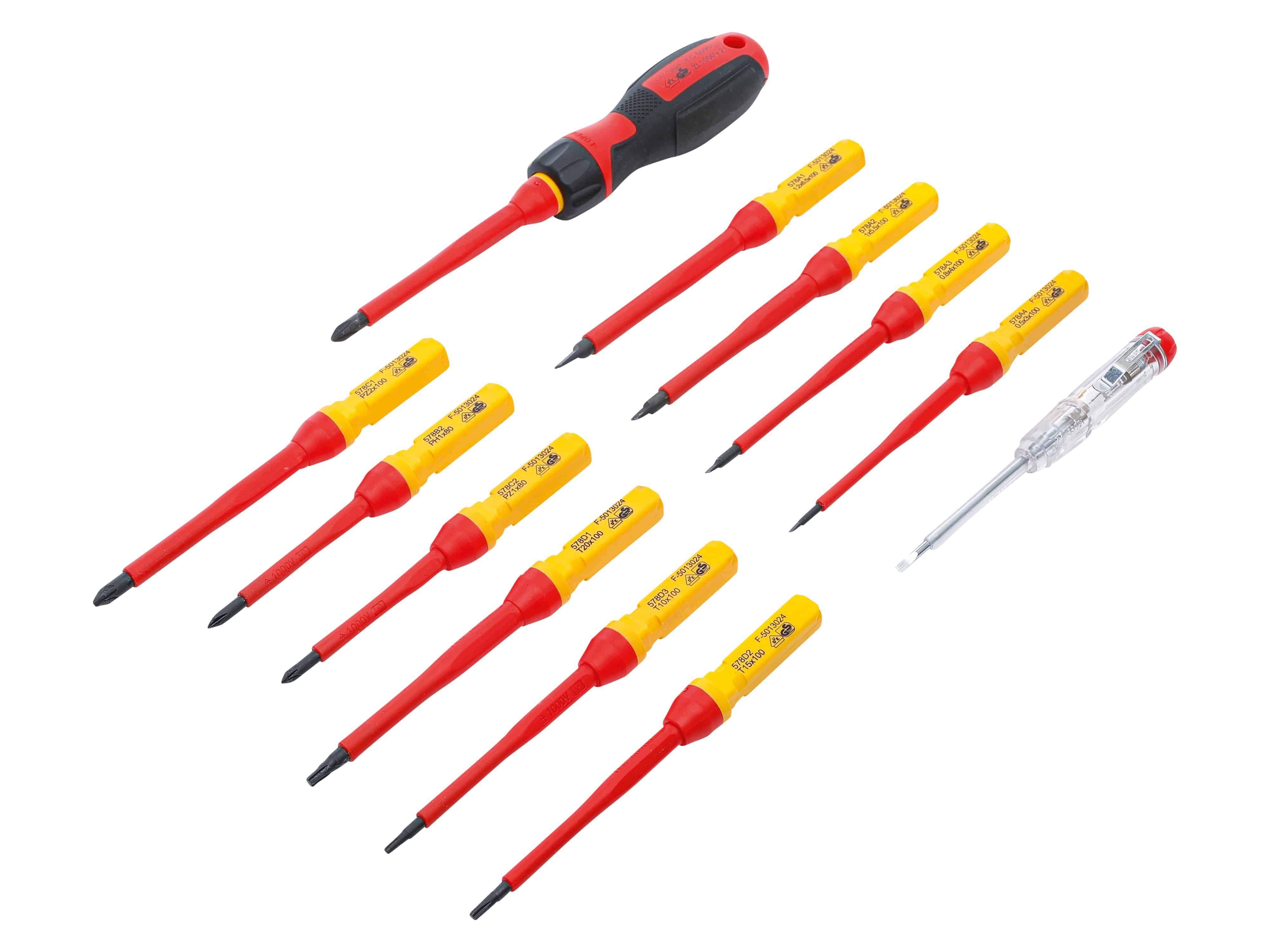 BGS TECHNIC VDE-Schraubendreher-Satz, 35814, mit Wechselklingen, 13-teilig