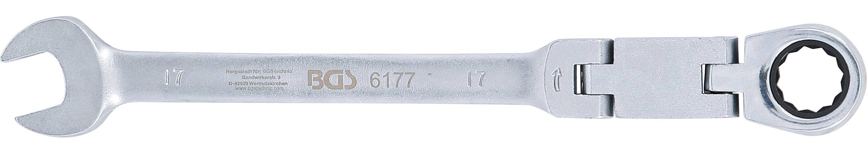 BGS Doppelgelenk-Ratschenring-Maulschlüssel | abwinkelbar | SW 17 mm
