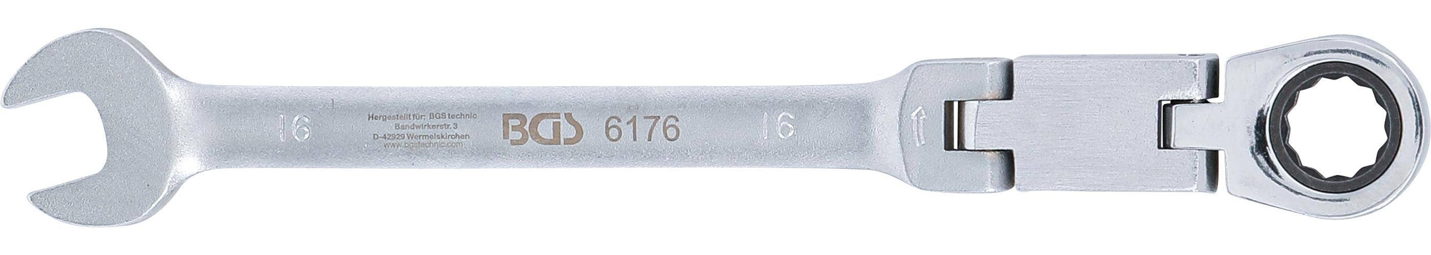 BGS Doppelgelenk-Ratschenring-Maulschlssel | abwinkelbar | SW 16 mm