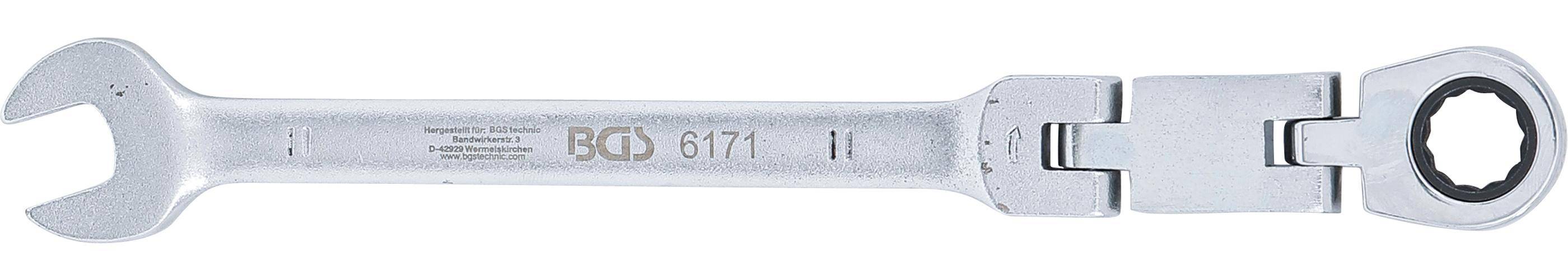 BGS Doppelgelenk-Ratschenring-Maulschlssel | abwinkelbar | SW 11 mm