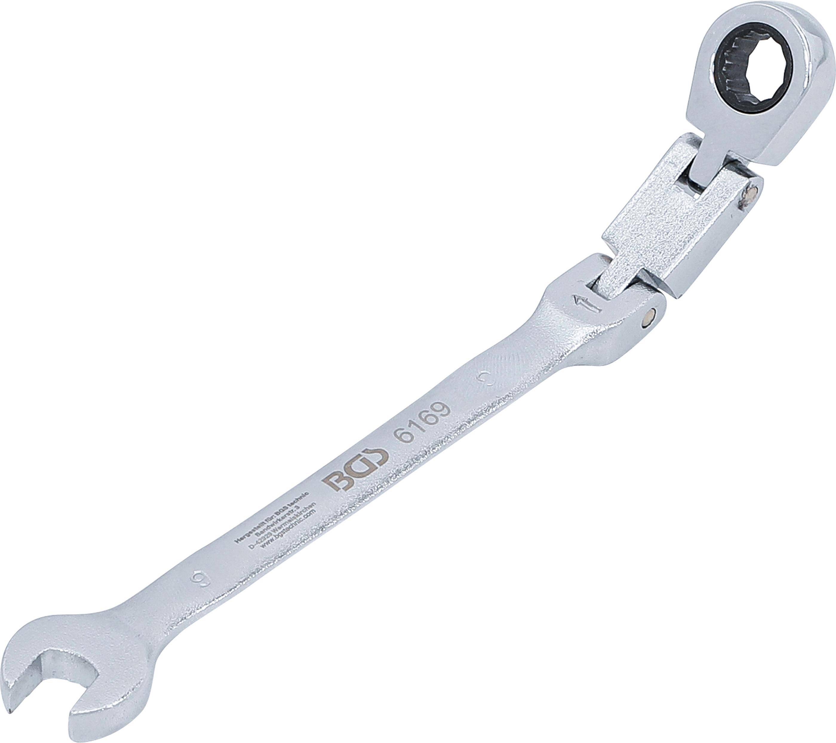BGS Doppelgelenk-Ratschenring-Maulschlssel | abwinkelbar | SW 9 mm