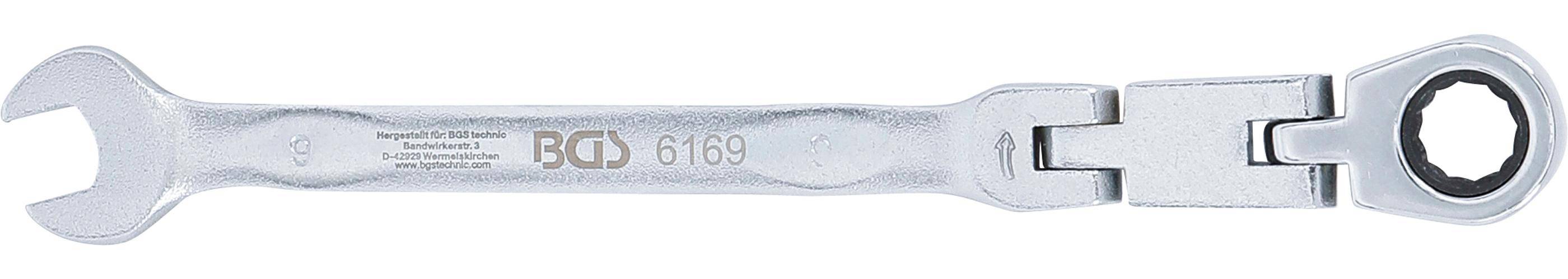 BGS Doppelgelenk-Ratschenring-Maulschlssel | abwinkelbar | SW 9 mm