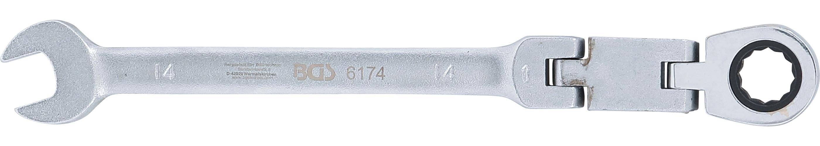BGS Doppelgelenk-Ratschenring-Maulschlssel | abwinkelbar | SW 14 mm