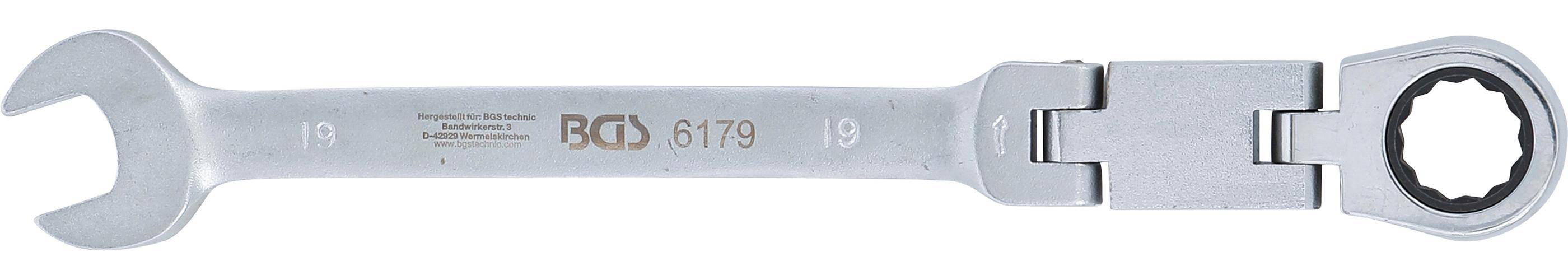 BGS Doppelgelenk-Ratschenring-Maulschlssel | abwinkelbar | SW 19 mm