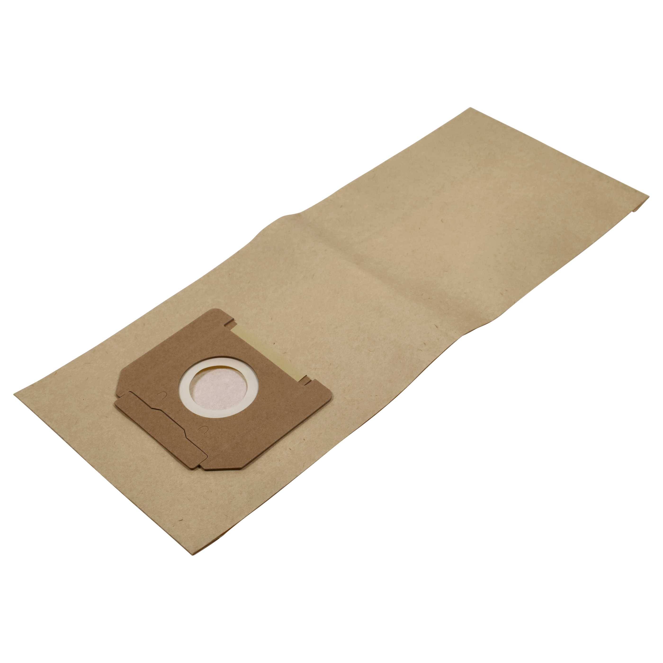 Eine braune Papierstaubsaugerbeutel mit einer kreisförmigen Öffnung an einem Ende.