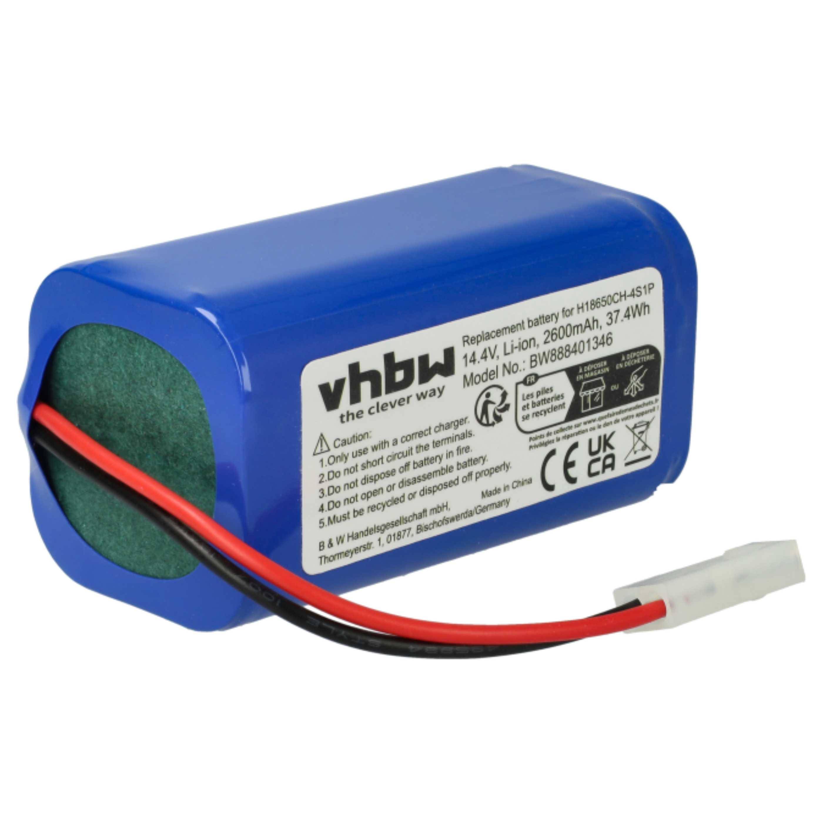 vhbw Akku kompatibel mit Flyco FC9601, FC9602 Staubsauger (2600 mAh, 14,4 V, Li-Ion)