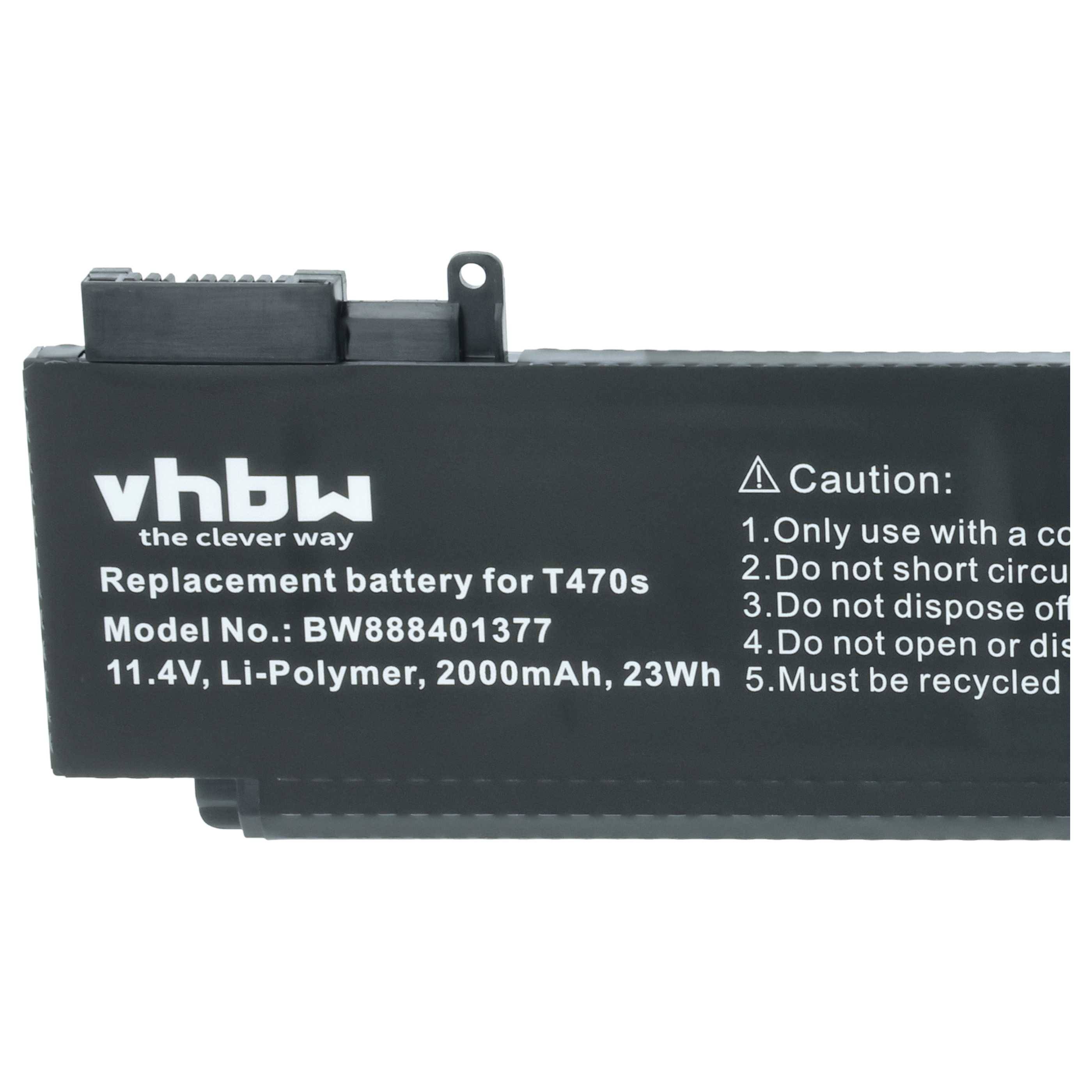 vhbw Akku kompatibel mit Lenovo ThinkPad T460s 20FA-S05A01, 20FA-S0BM00, 20FA-S0KD00 Notebook (2000 mAh, 11,4 V, Li-Polymer)