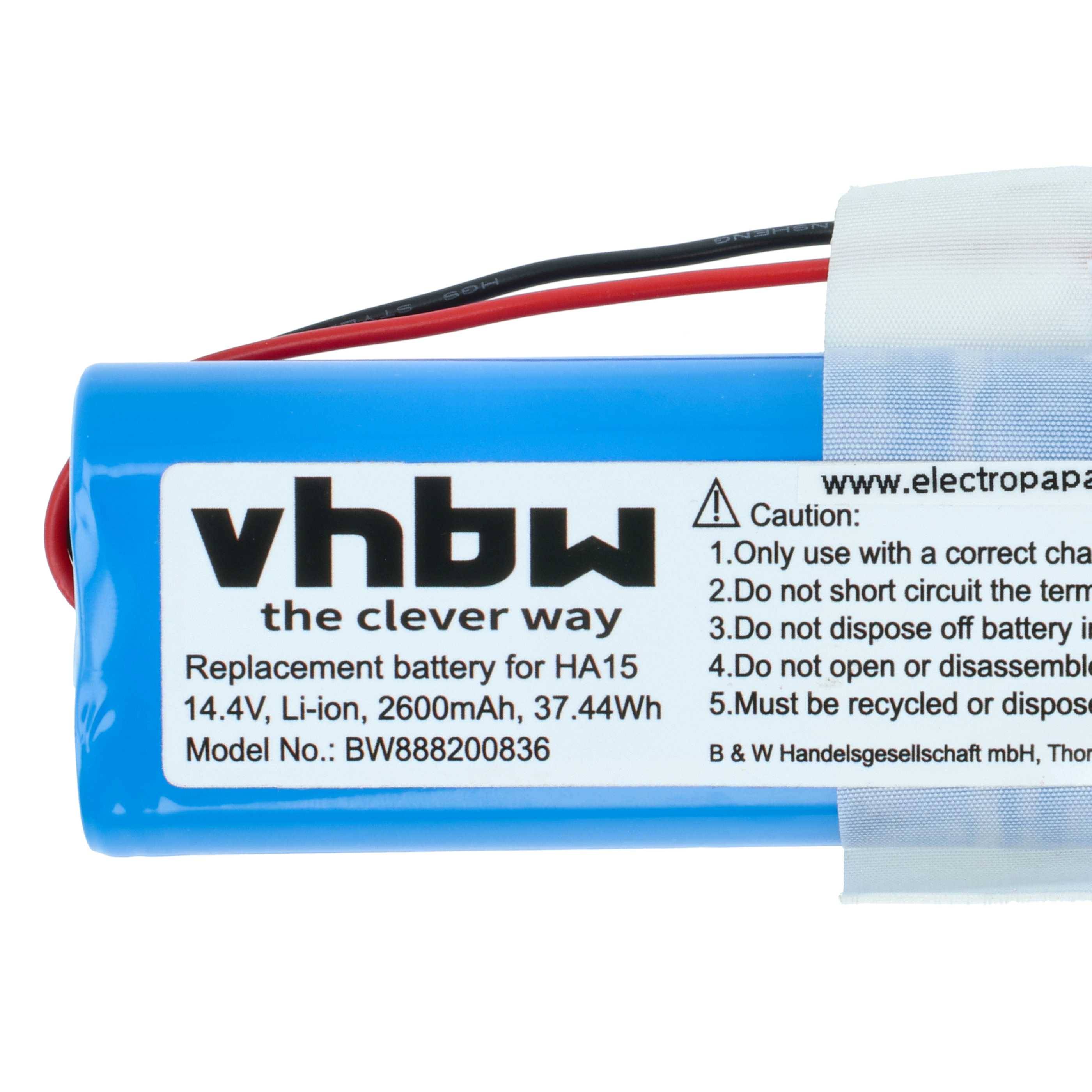 vhbw Akku kompatibel mit Medion E32 SW, MD18510 Saugroboter (2600 mAh, 14,4 V, Li-Ion)
