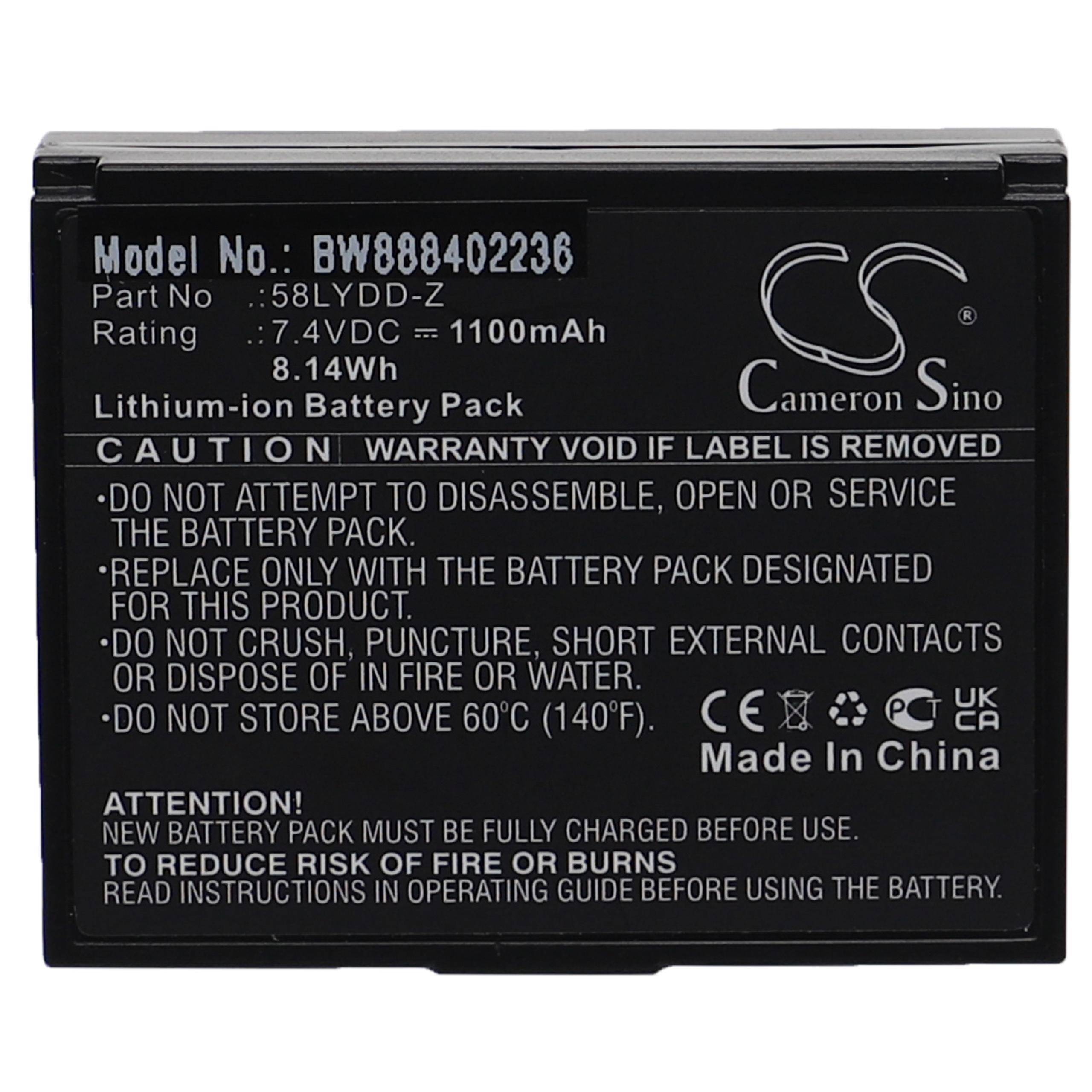 vhbw Akku kompatibel mit Zjiang ZJ-8001, ZJ-5802 Drucker Kopierer Scanner Etiketten-Drucker (1100 mAh, 7,4 V, Li-Ion)