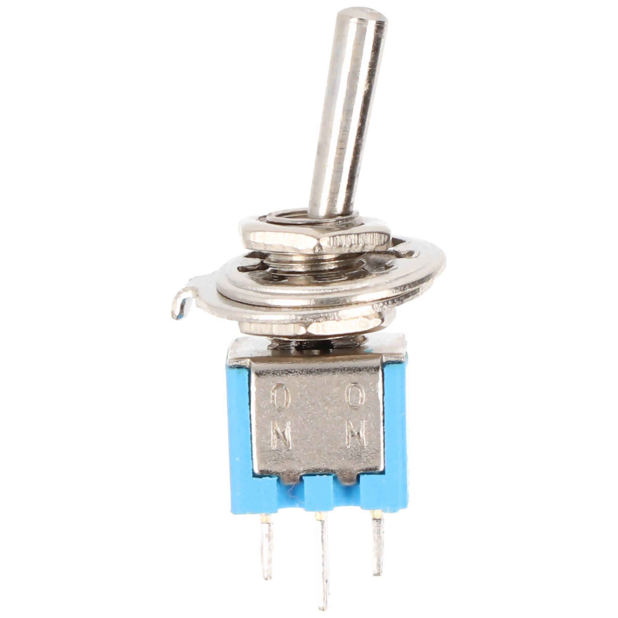 Goobay Kippschalter Miniatur, 2x UM, 6 Pins, blaues Gehäuse, 8x9x7mm