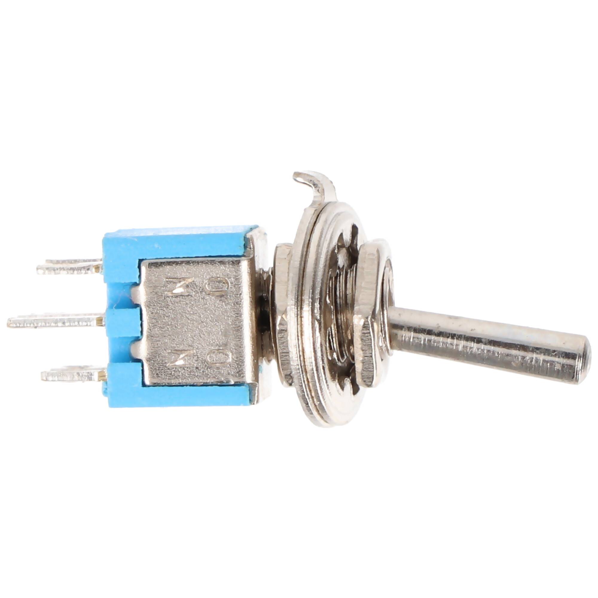 Goobay Kippschalter Miniatur, 2x UM, 6 Pins, blaues Gehäuse, 8x9x7mm