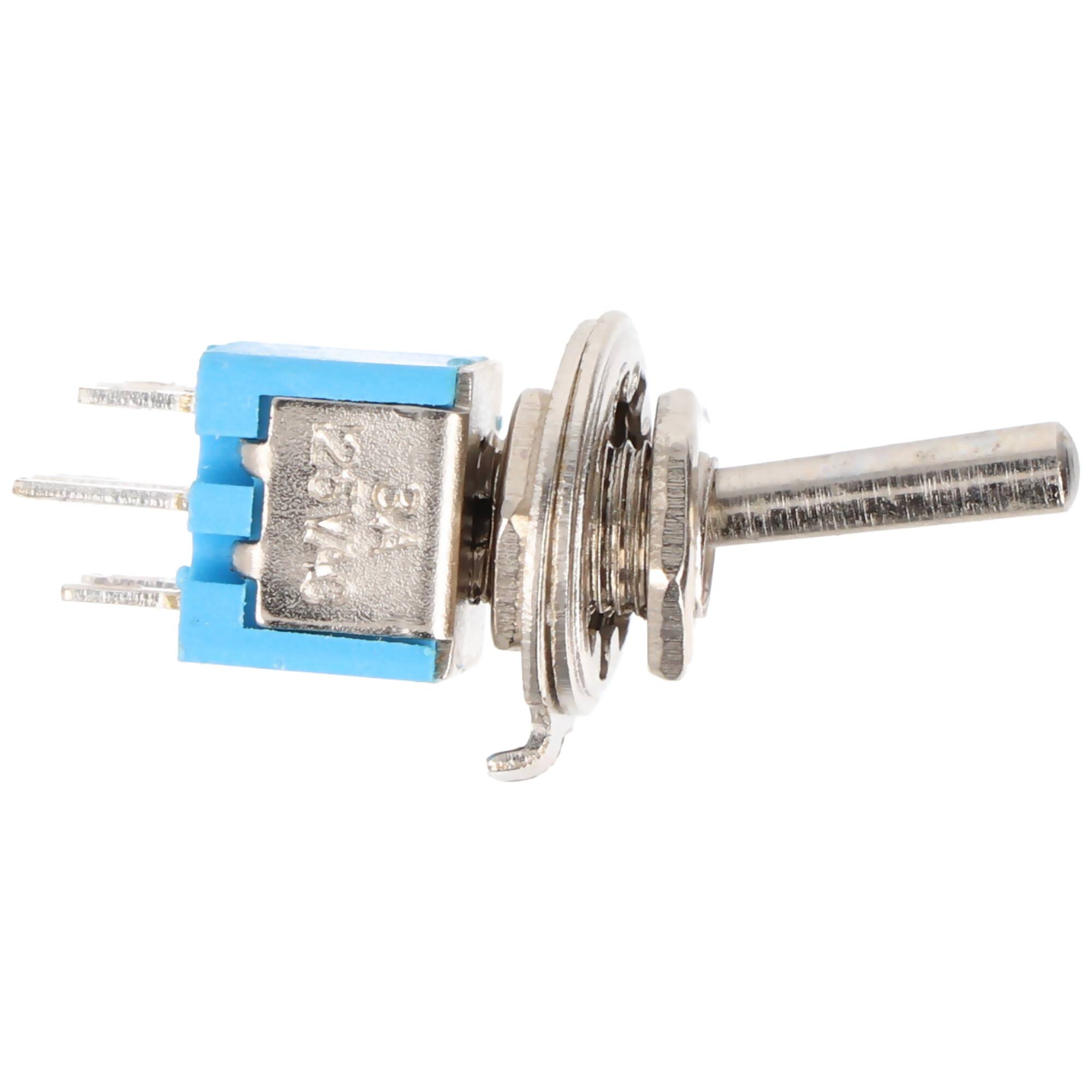Goobay Kippschalter Miniatur, 2x UM, 6 Pins, blaues Gehäuse, 8x9x7mm