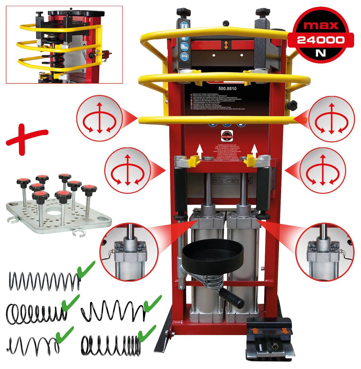 KS TOOLS Druckluft-Stand-Federspanner mit Doppel-Zylinder inkl.