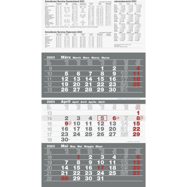3-Monatskalender 30x54cm 3-farbig Kalendarium 2023