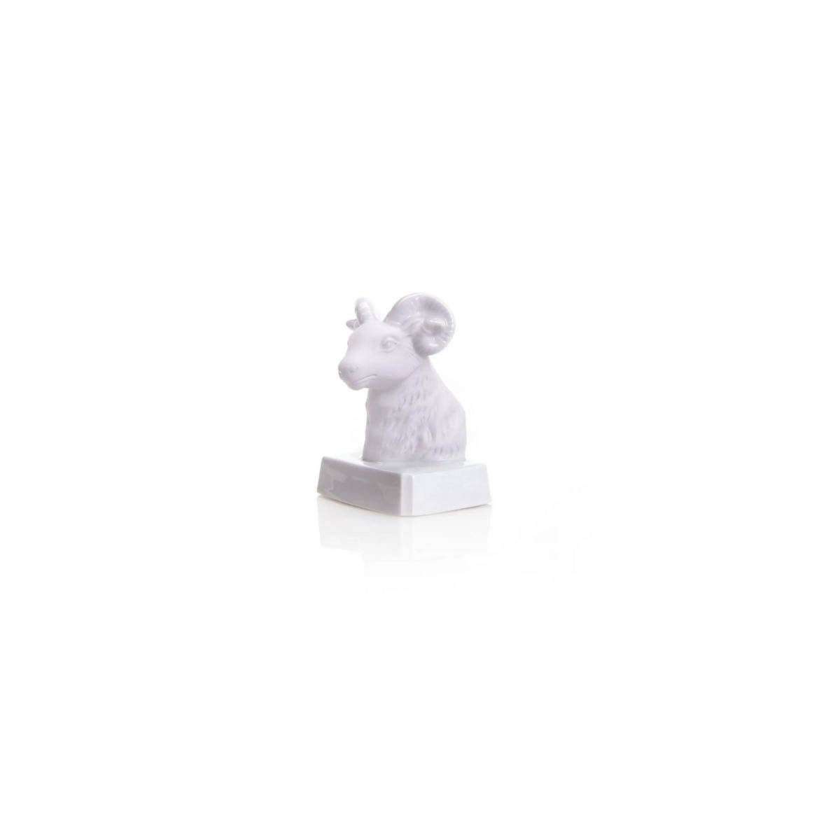 2710 BW - Porzellanfigur Tierkreiszeichen Widder 10 cm, bisquit weiß